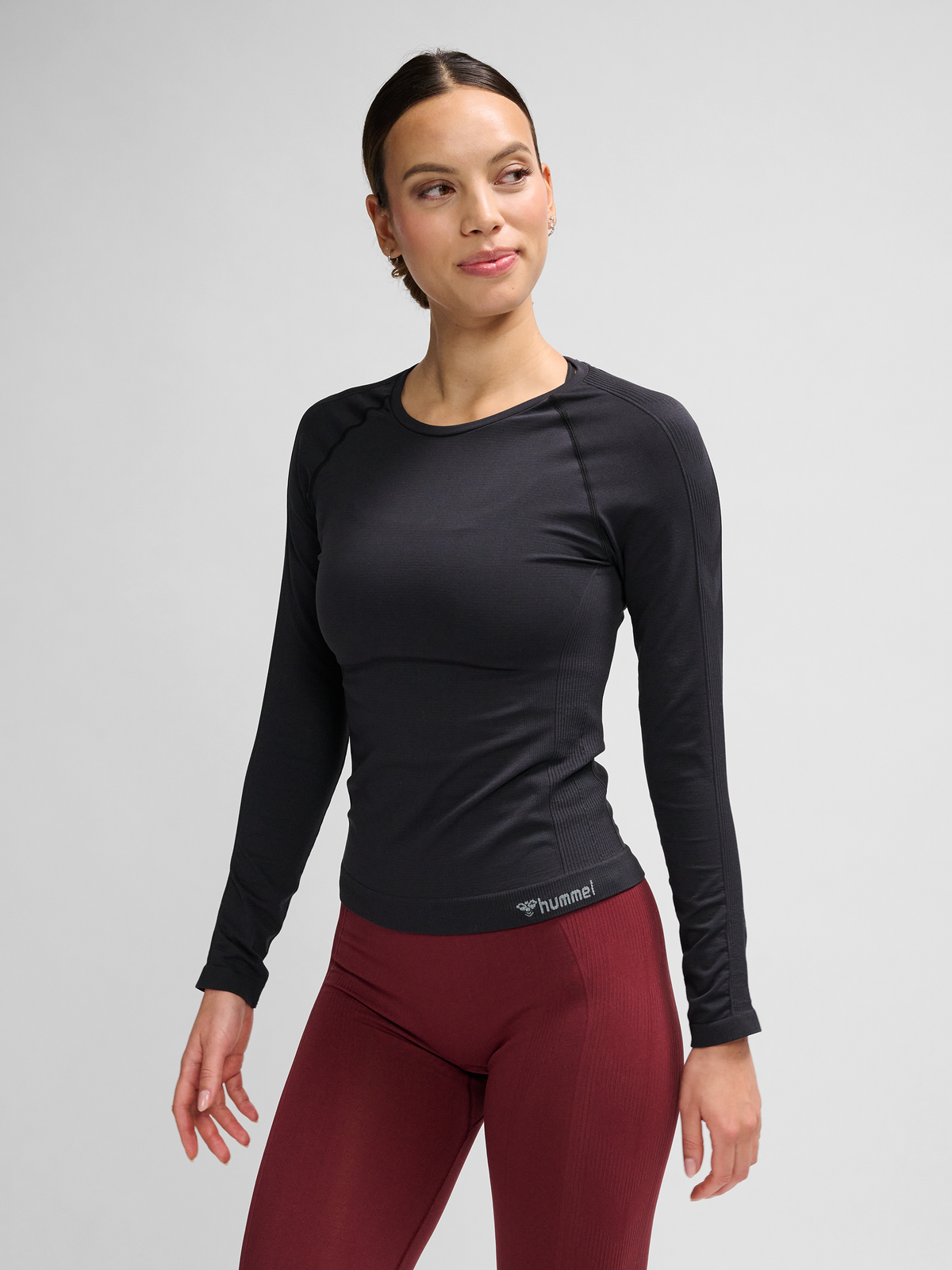 hummel Clea Seamless Tight T-shirt L/S Black Melange