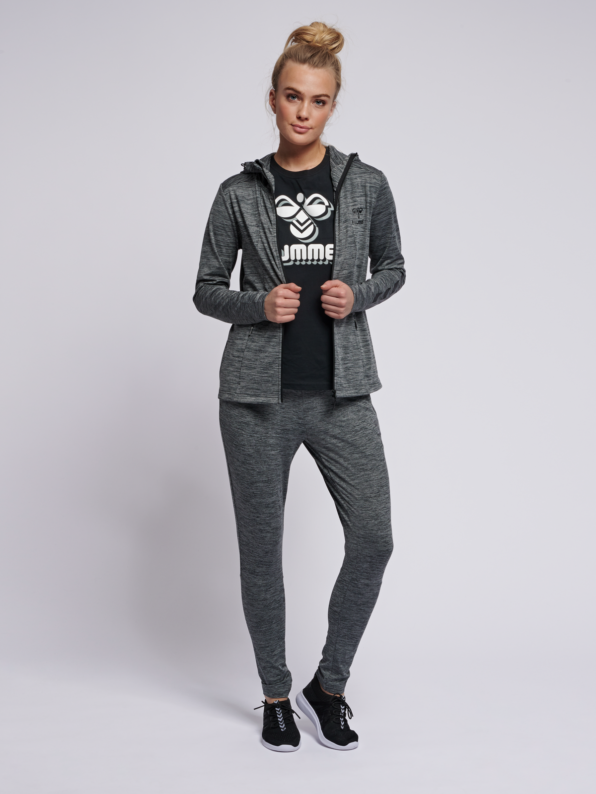 hummel Selby Zip Hoodie Dark Grey Melange