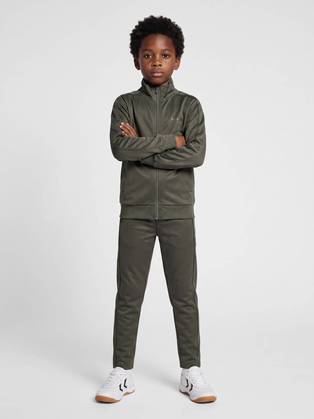 hummel Jr Reg Logo Track Suit Castor Gray