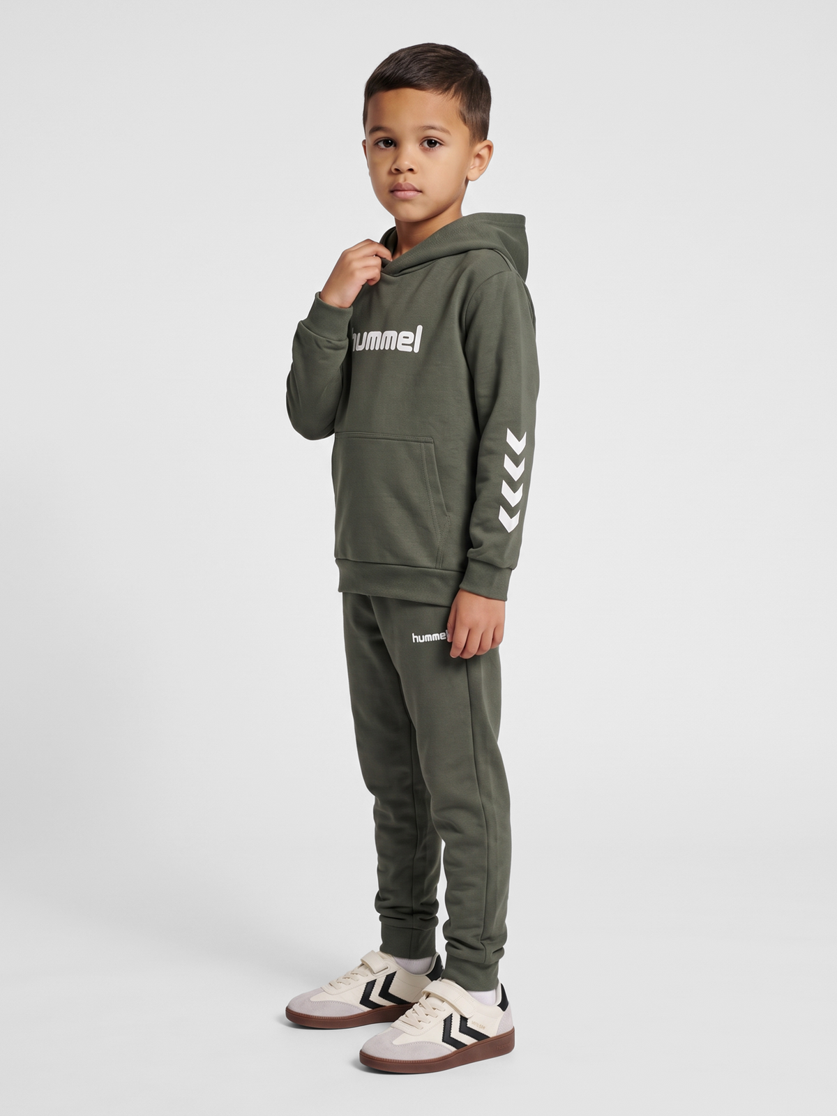 hummel Jr Reg Logo Hoodie Castor Gray