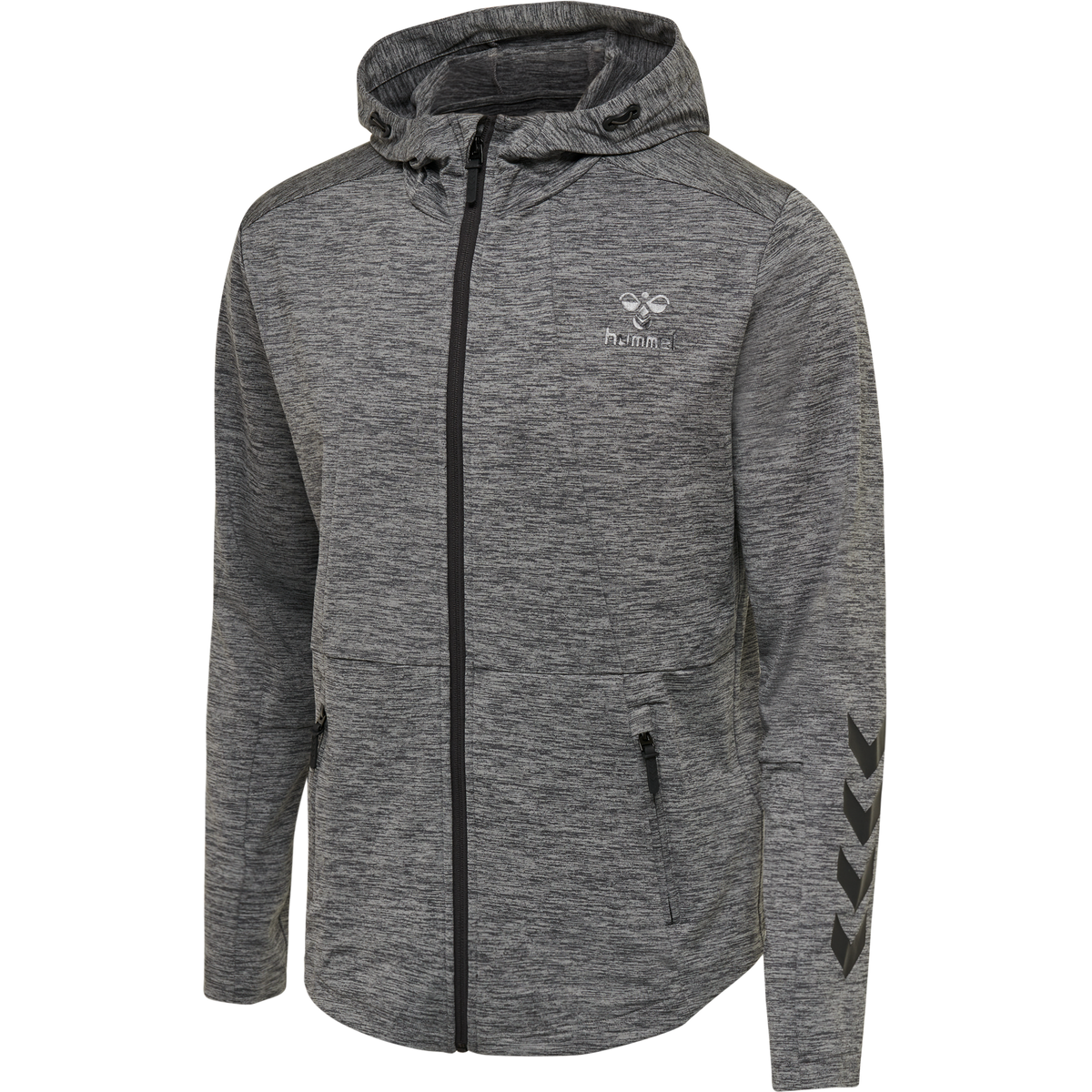 hummel Aston Zip Hoodie Dark Grey Melange