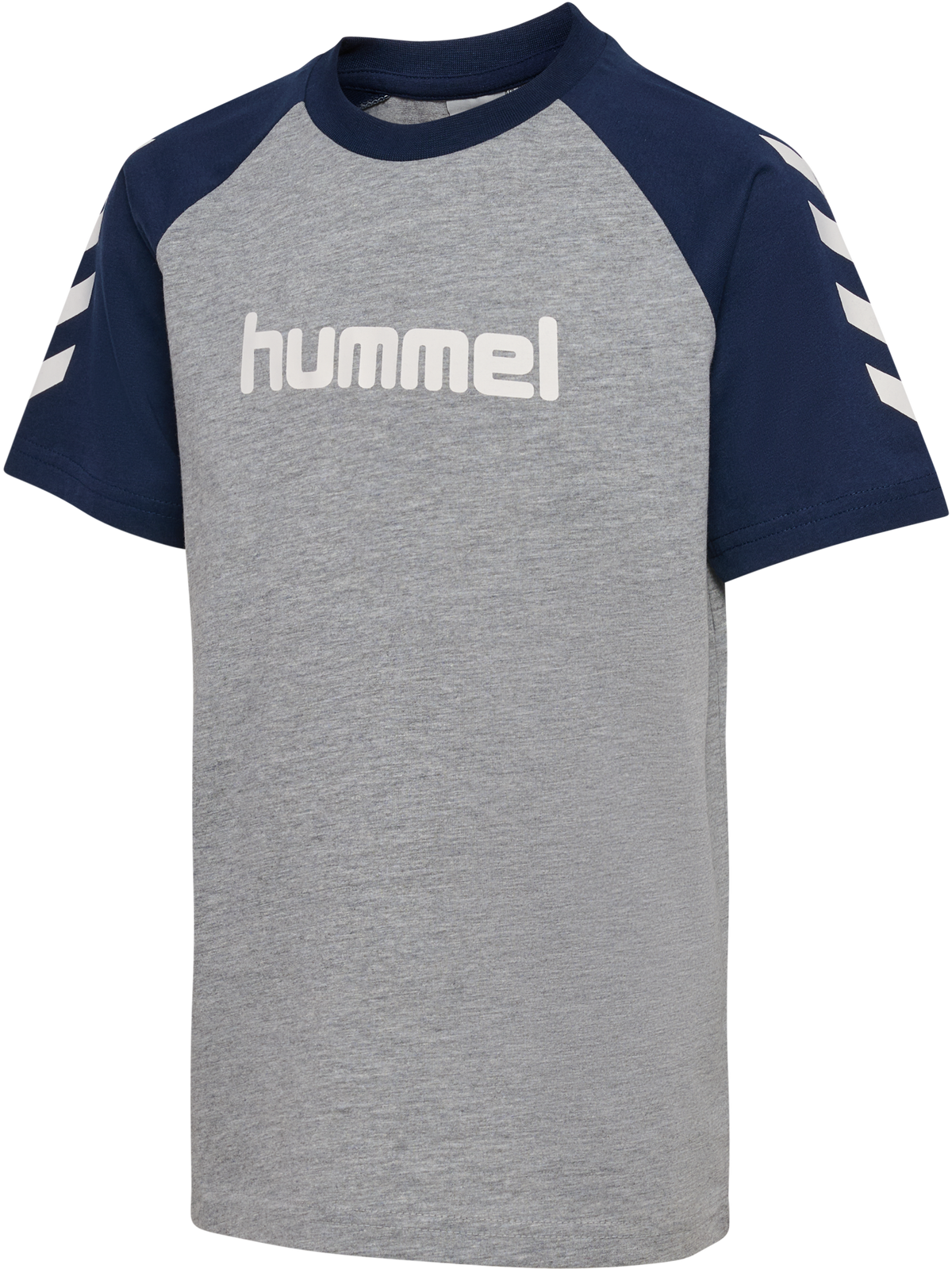 hummel Jr Logo T-shirt S/S Grey Melange/Dress Blues