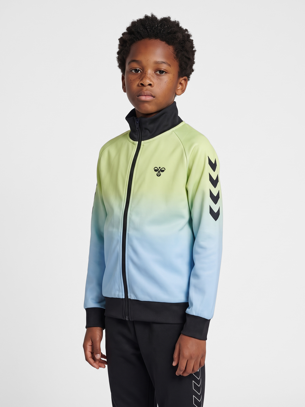 hummel Jr Gradient Track Suit Shadow Lime/Black
