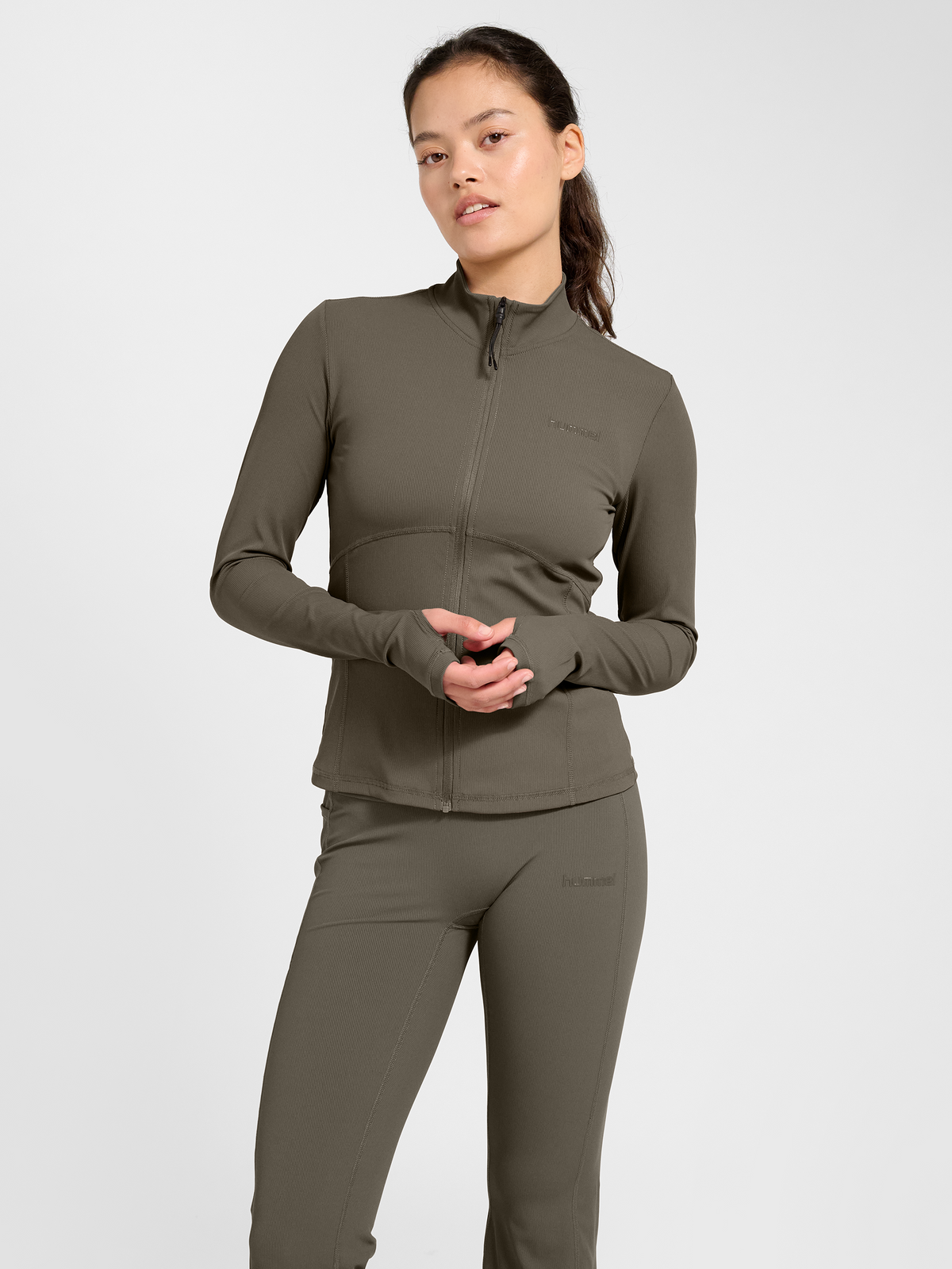 hummel Prima W Rib Zip Blouse Major Brown