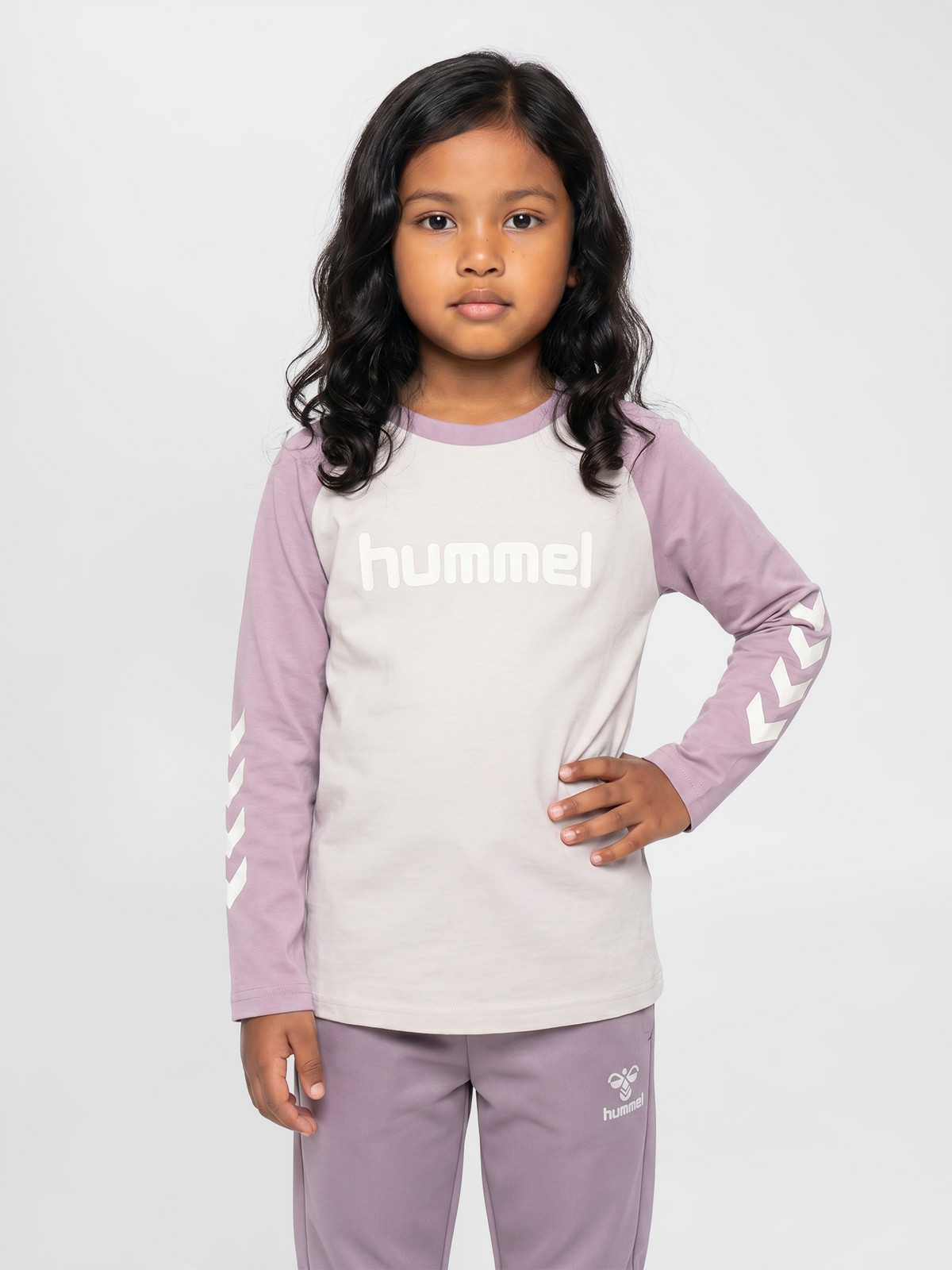 hummel Jr Logo T-shirt L/S Sea Fog
