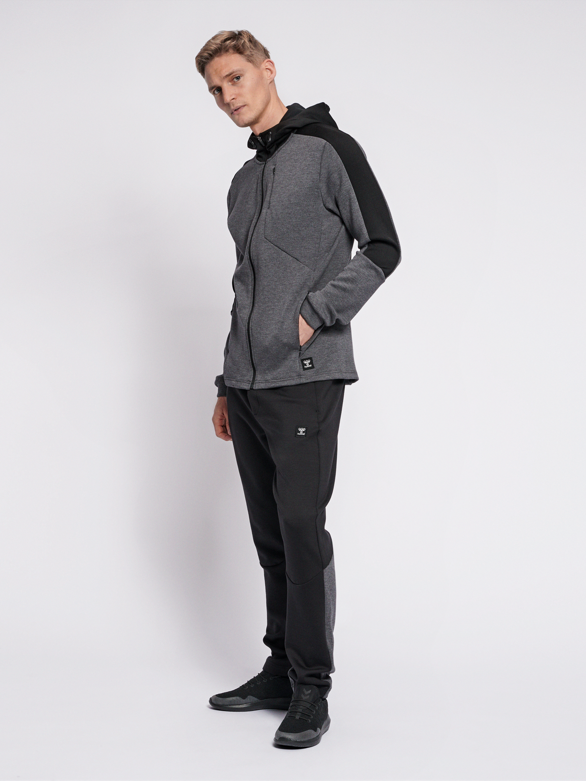 hummel Tropper Zip Hoodie Black Iris Melange