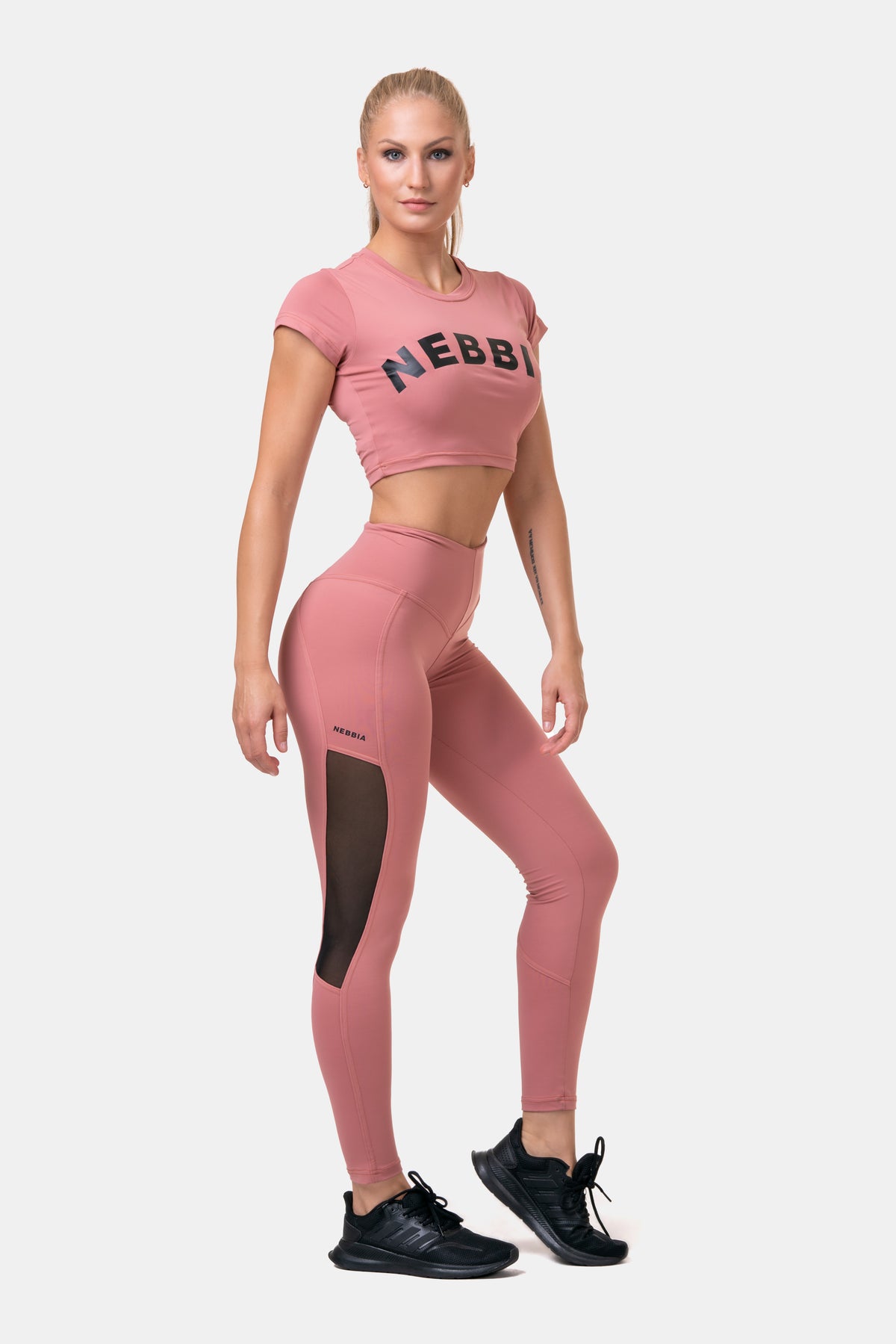 NEBBIA High Waist Mesh Tights, old rose