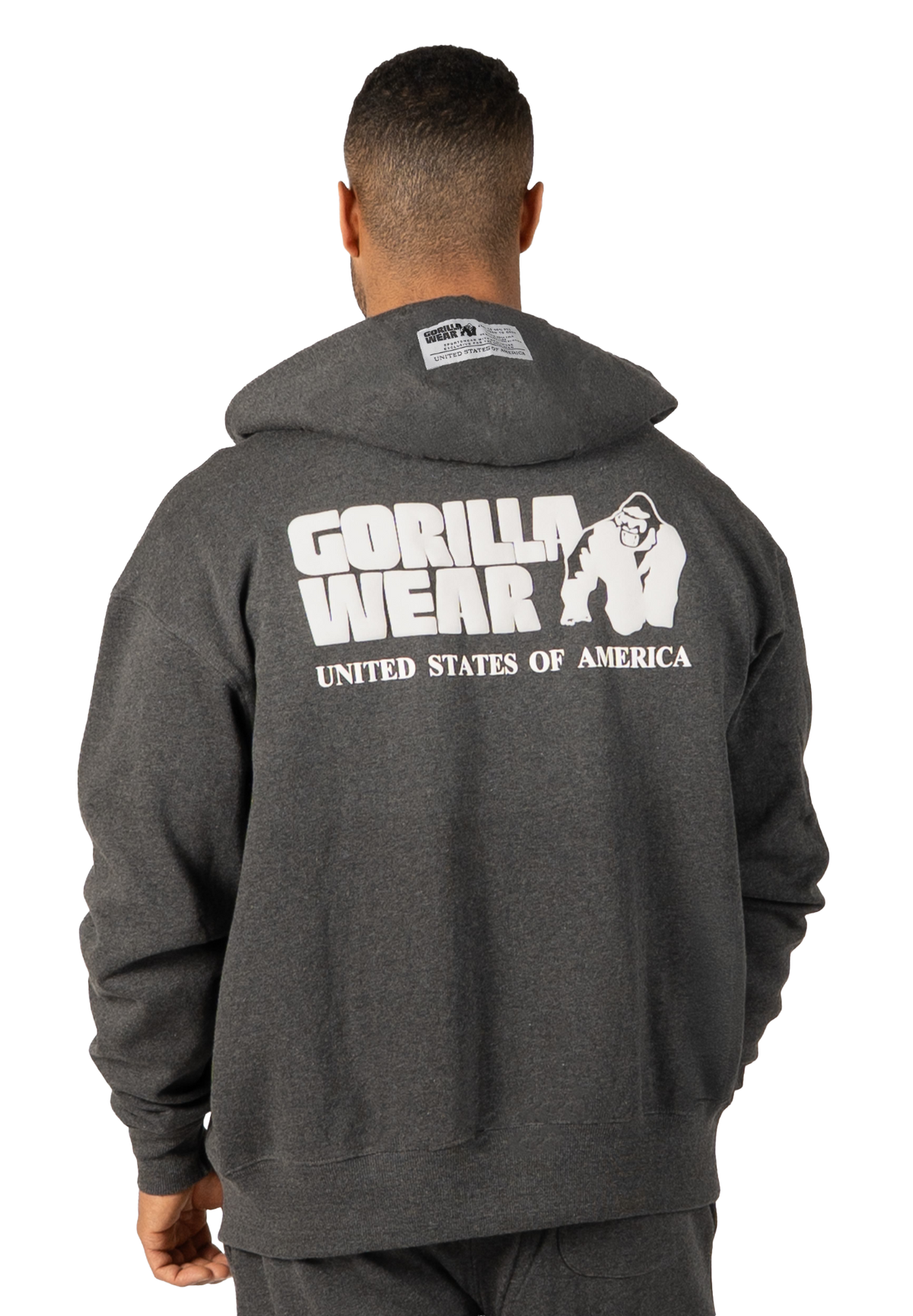Gorilla Wear Classic Oversized Zipped Hoodie, dark grey melange