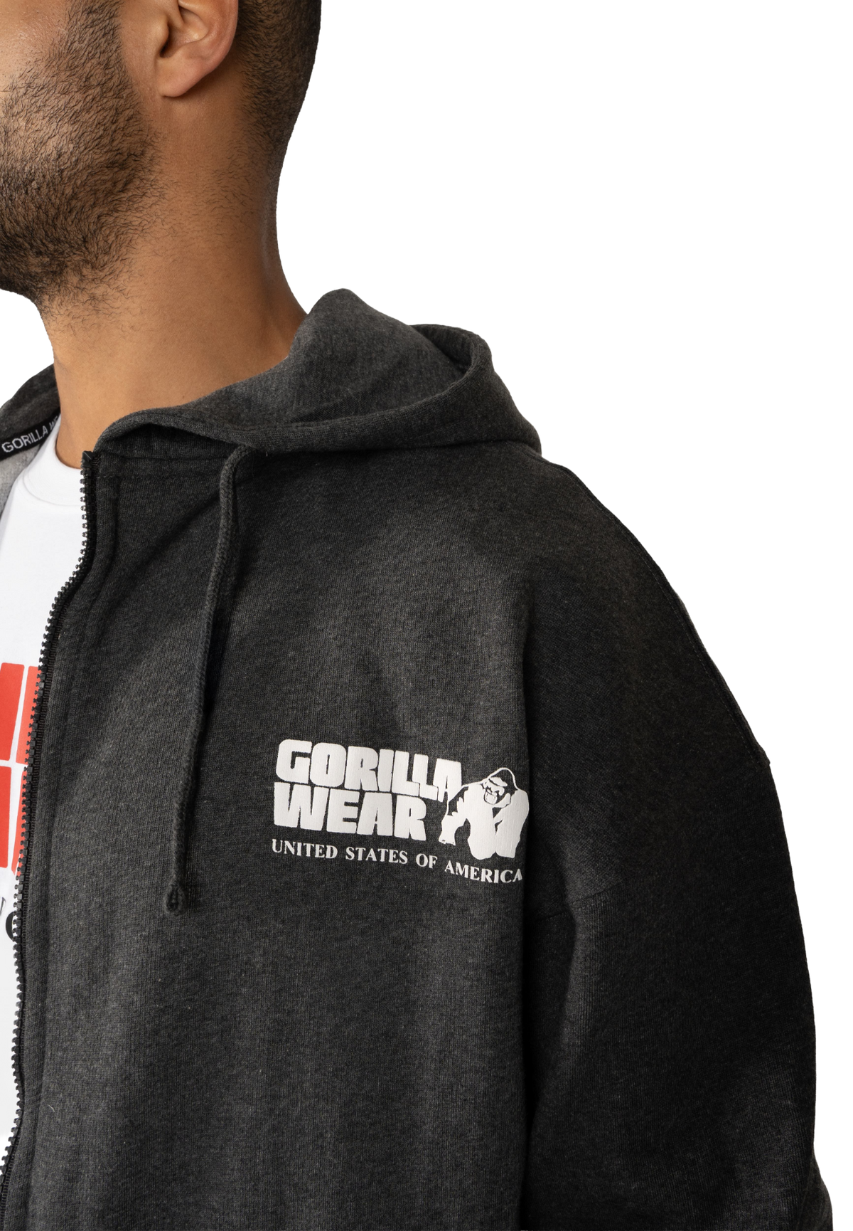 Gorilla Wear Classic Oversized Zipped Hoodie, dark grey melange