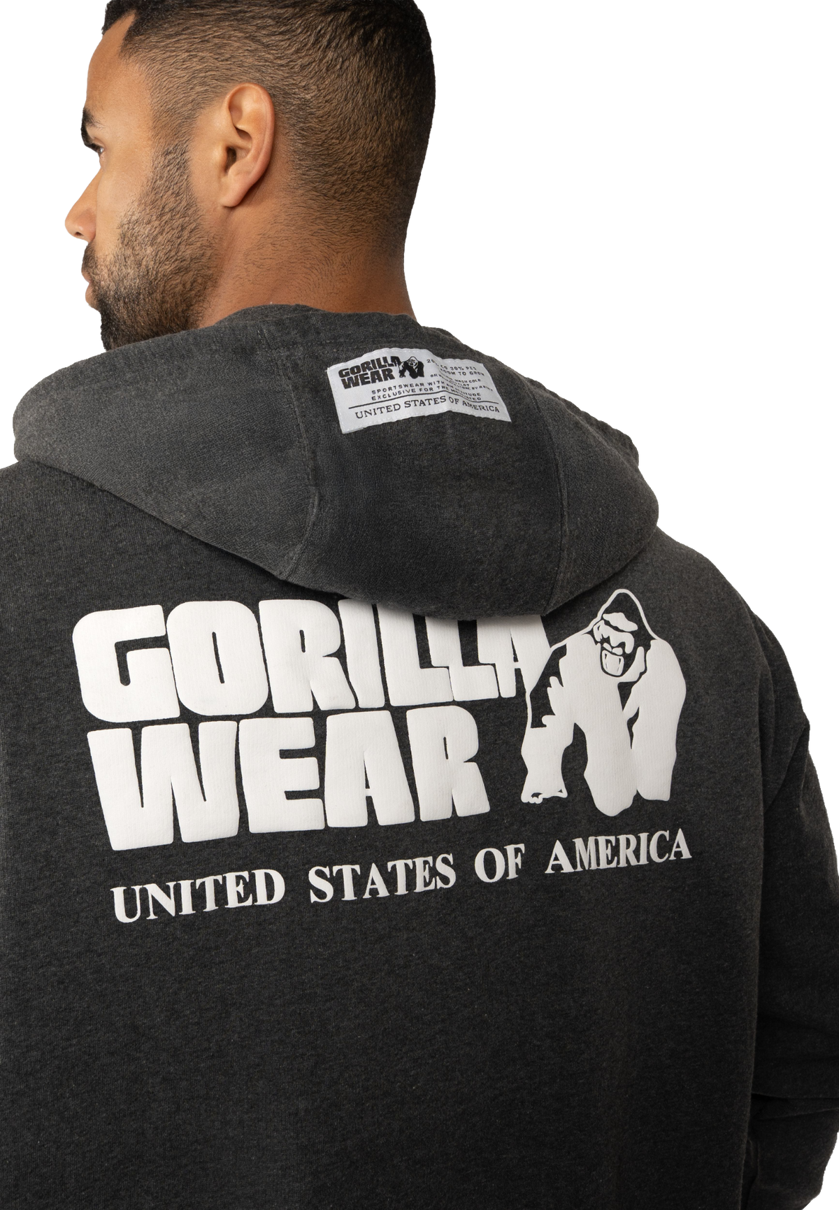 Gorilla Wear Classic Oversized Zipped Hoodie, dark grey melange