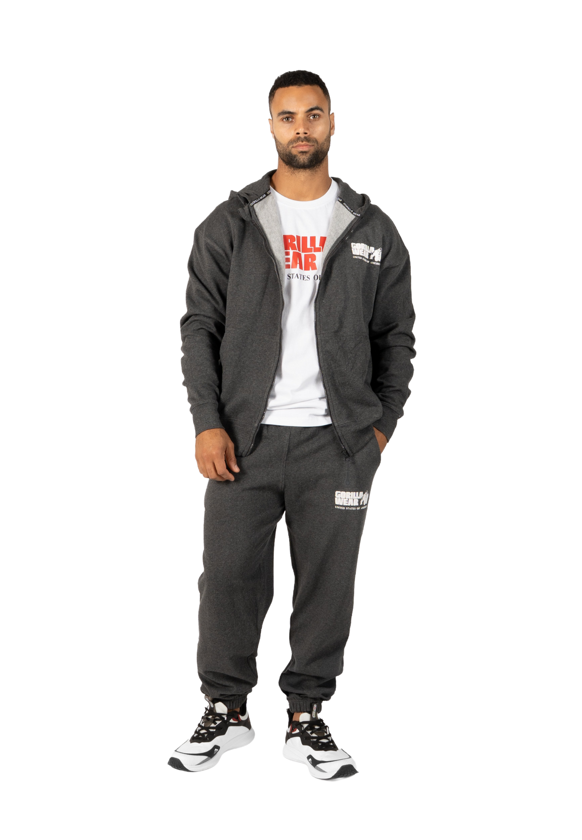 Gorilla Wear Classic Oversized Zipped Hoodie, dark grey melange