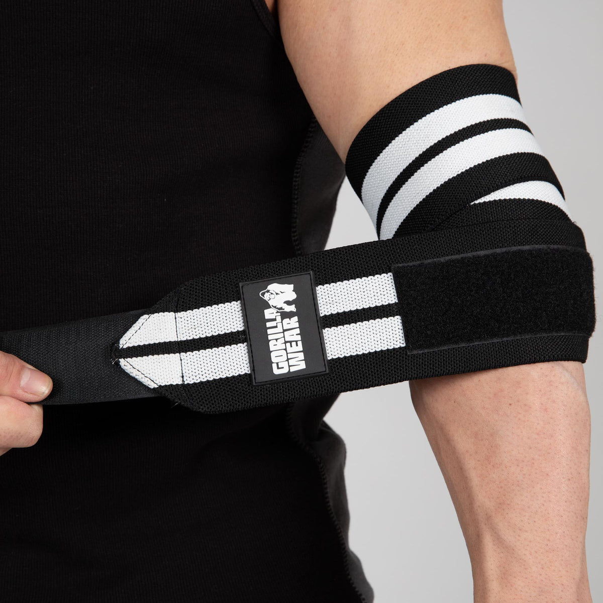Gorilla Wear Elbow Wraps, black/white - 1,8 m