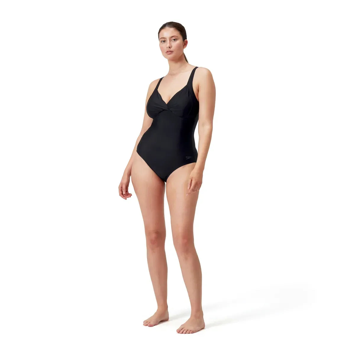 Speedo Solid Cross Knot Swimsuit Black