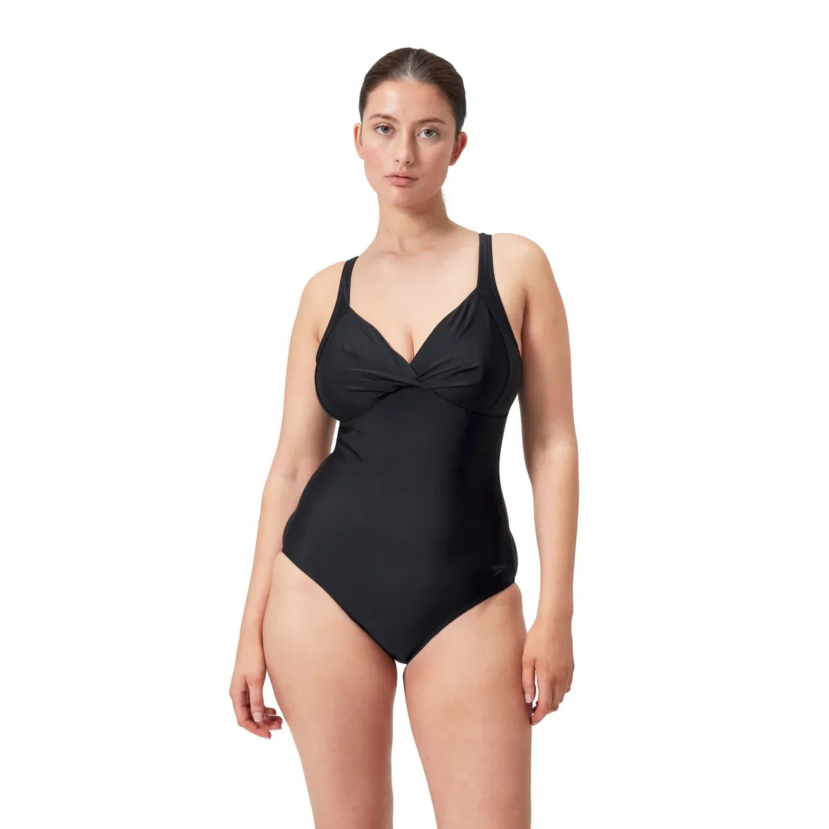 Speedo Solid Cross Knot Swimsuit Black