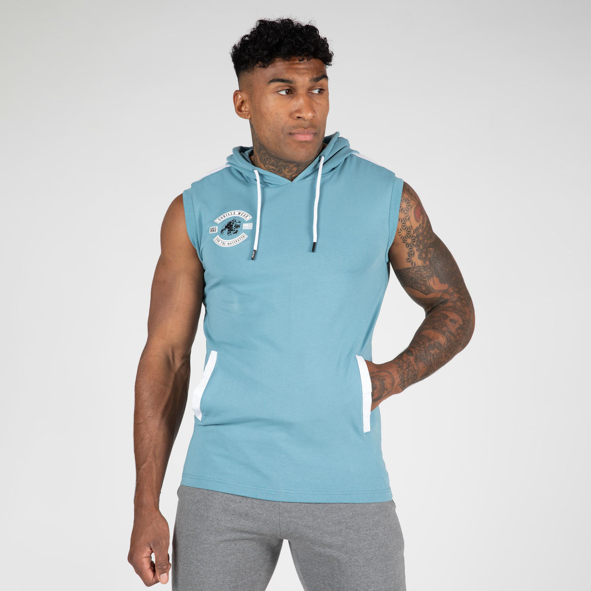 Gorilla Wear Oswego S/L Hooded T-Shirt, blue