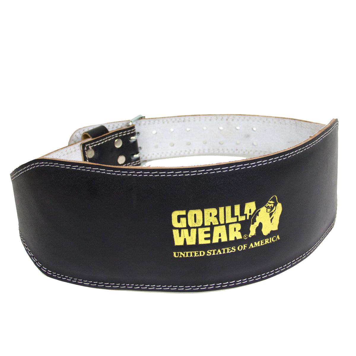 Gorilla Wear 6 Inch Padded Leather Belt, black/gold