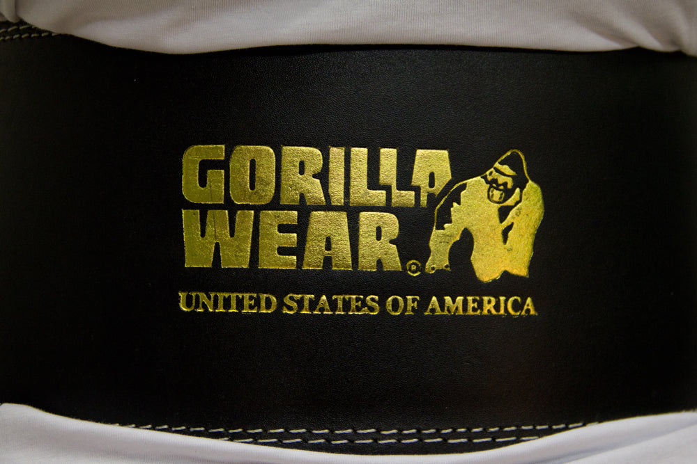 Gorilla Wear 6 Inch Padded Leather Belt, black/gold