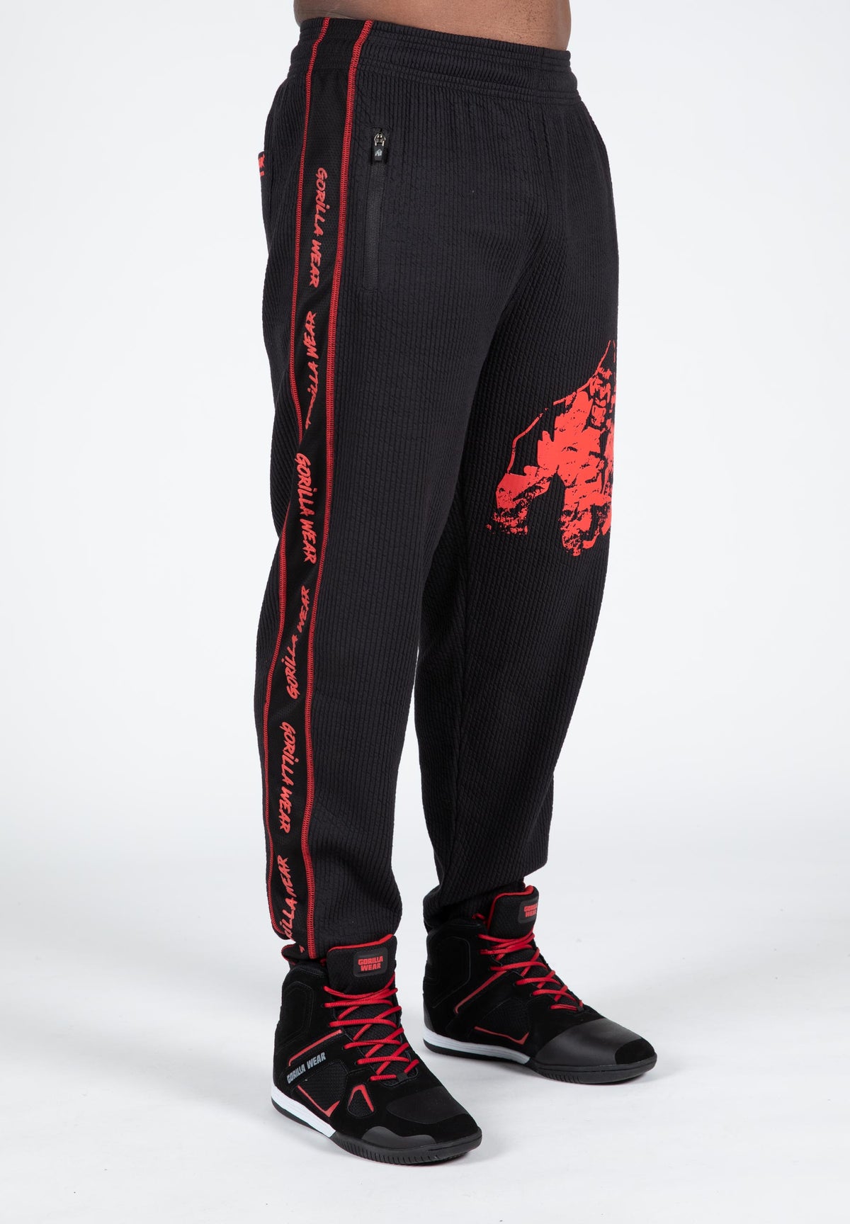 Gorilla Wear Buffalo Old School Workout Pants, black/red