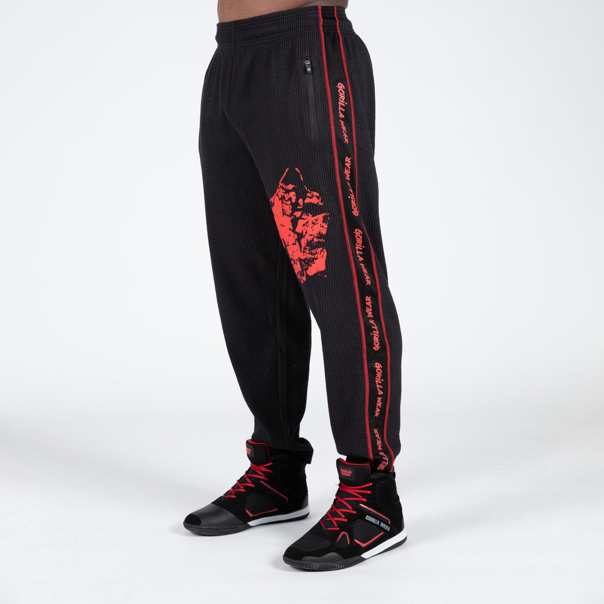 Gorilla Wear Buffalo Old School Workout Pants, black/red