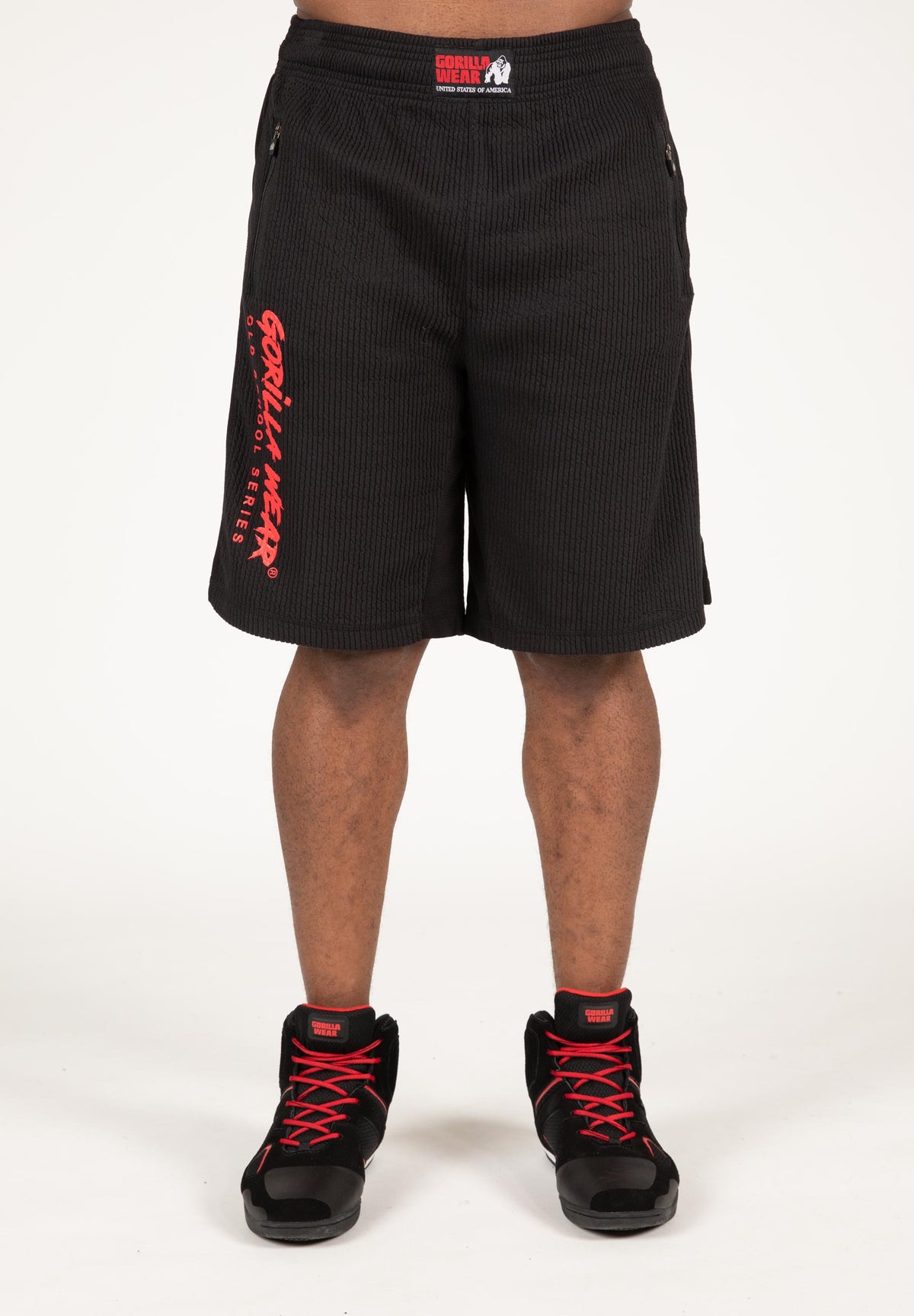 Gorilla Wear Augustine Old School Shorts, black/red