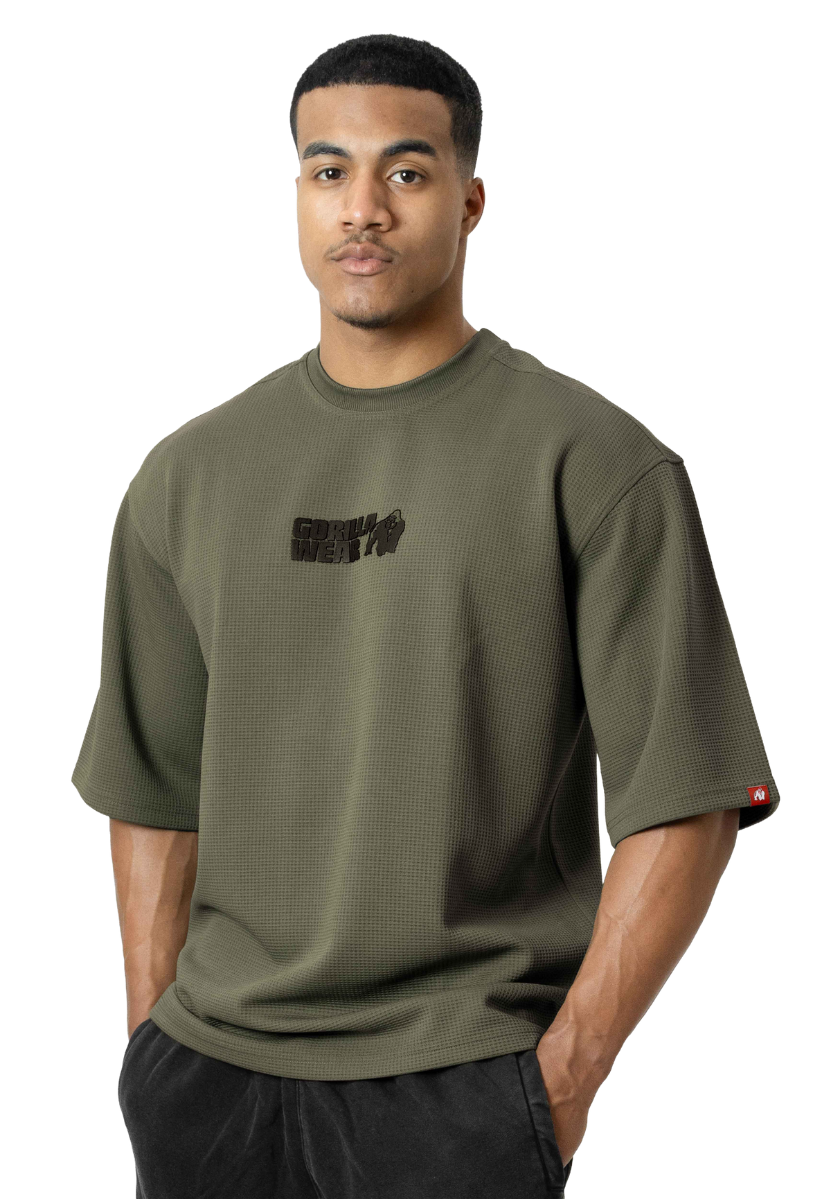 Gorilla Wear Idaho Oversized Waffle T-Shirt, army green