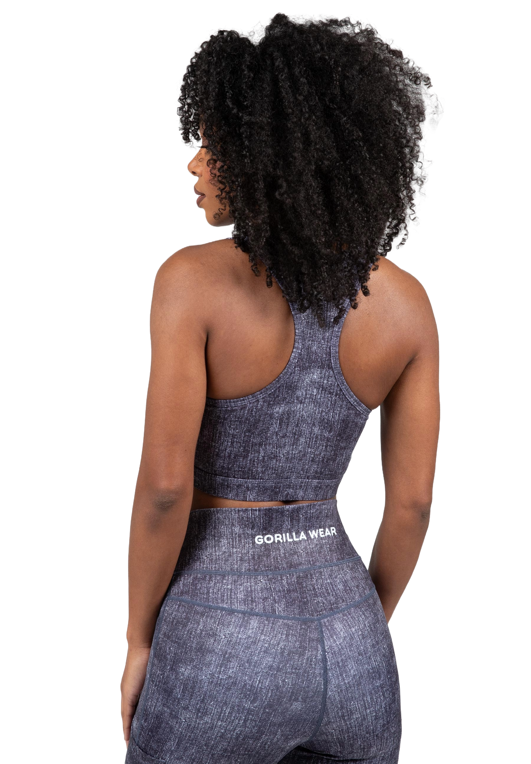 Gorilla Wear Camilla Zip-Front Sports Bra, blue denim