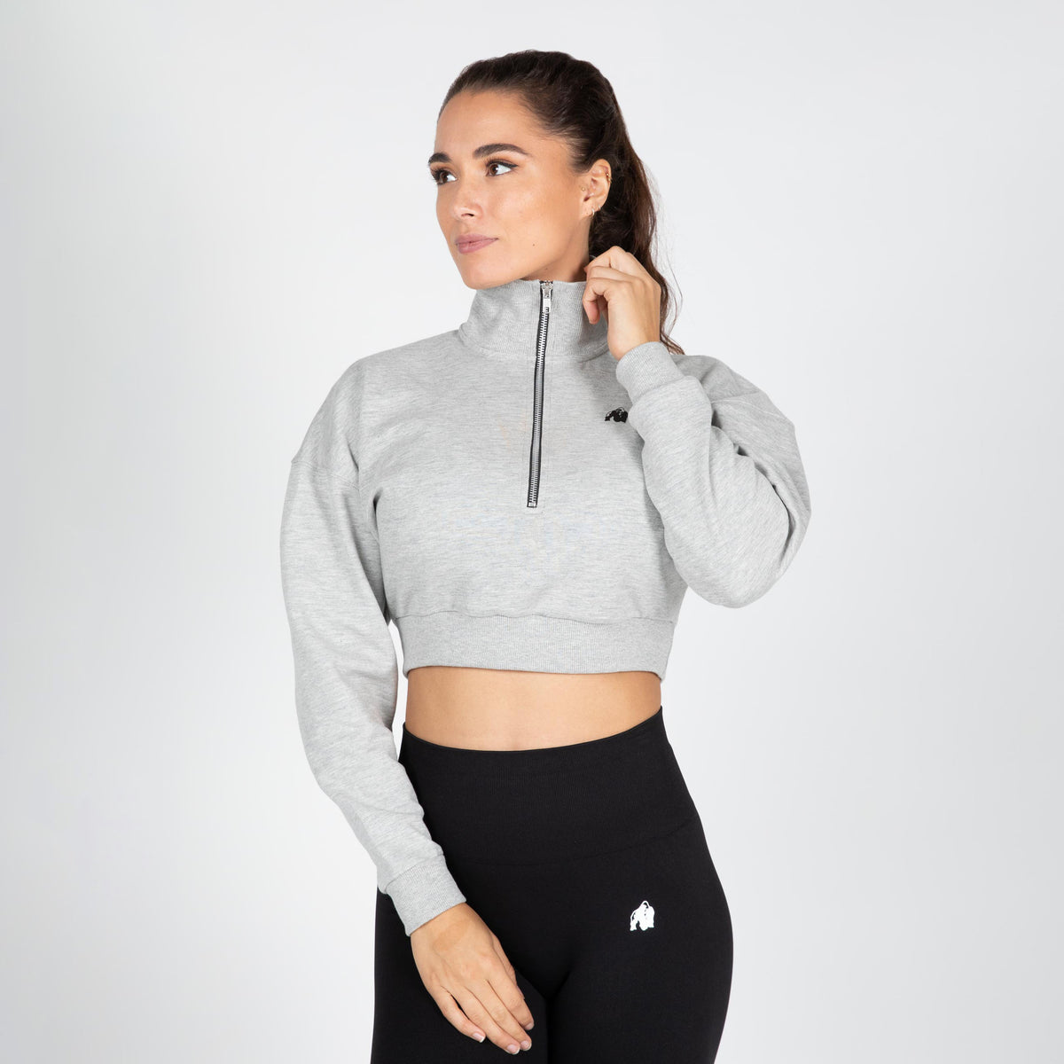 Gorilla Wear Ocala Cropped Half-Zip Sweatshirt, grey