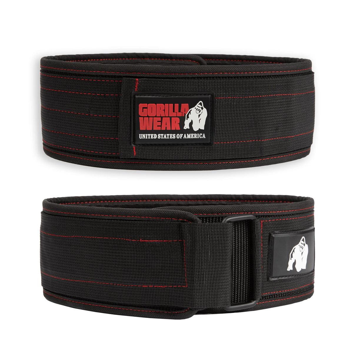 Gorilla Wear 4 Inch Nylon Belt, black/red