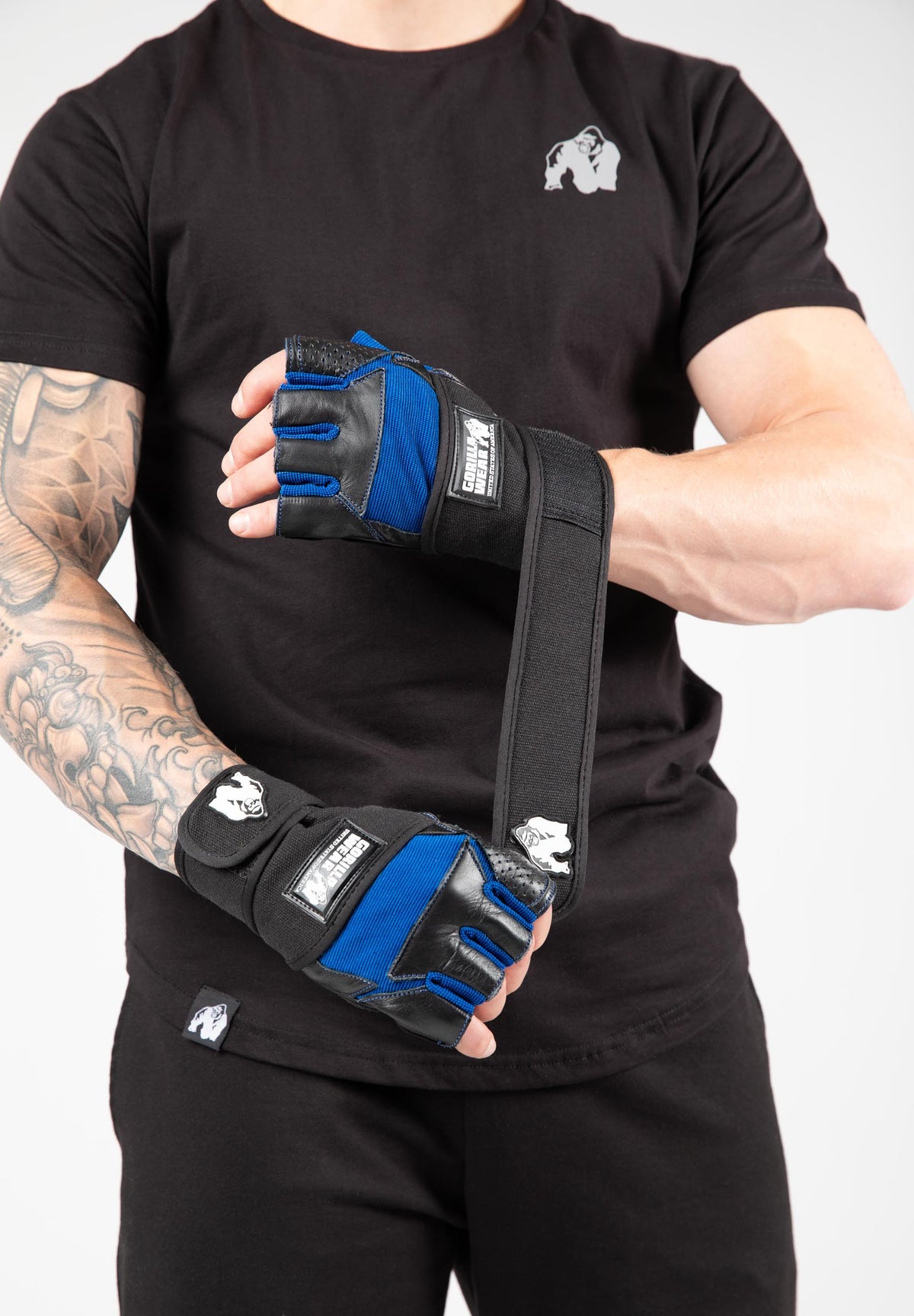 Gorilla Wear Dallas Wrist Wraps Gloves, black/blue