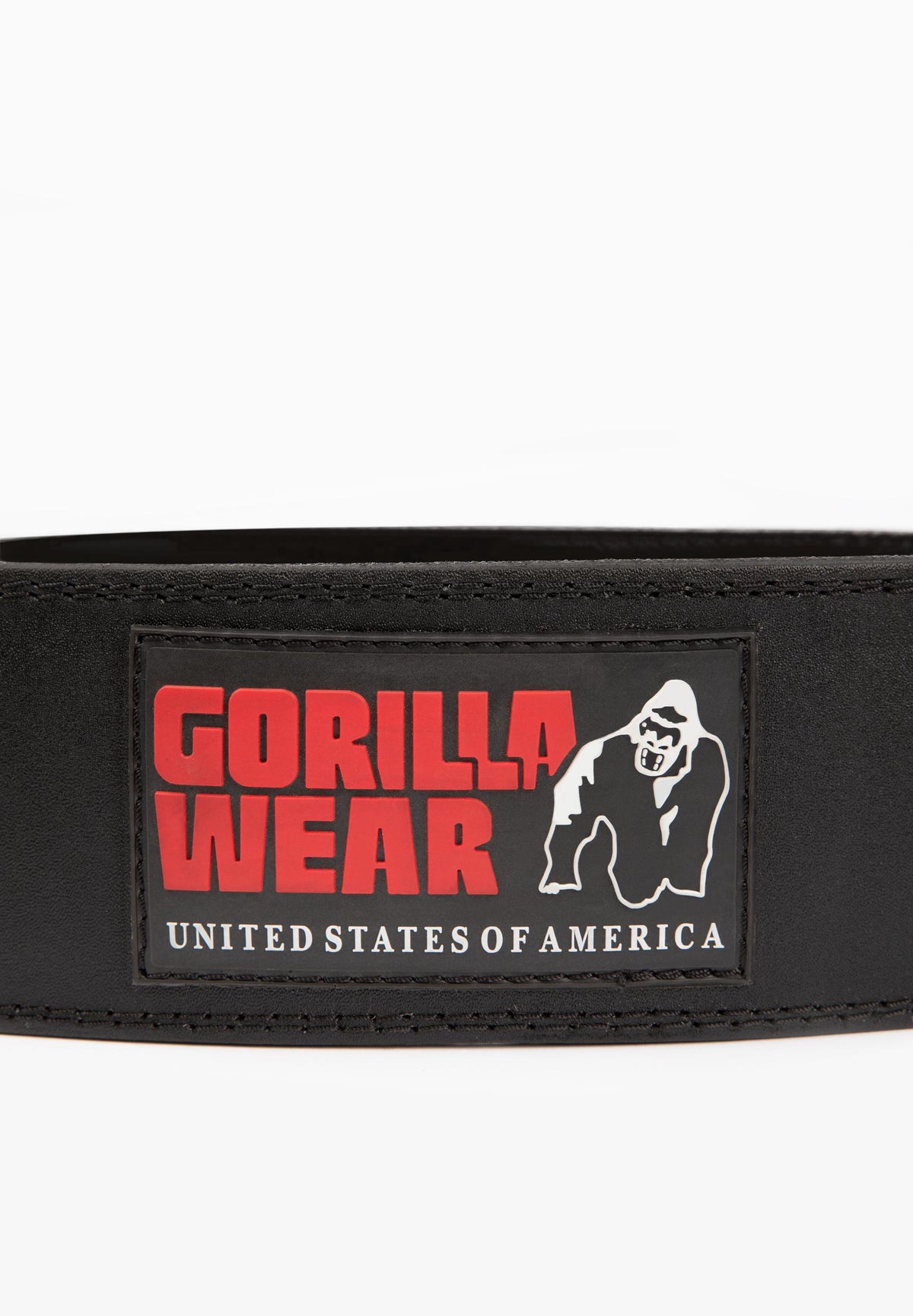 Gorilla Wear 4 Inch Padded Leather Belt, black/red