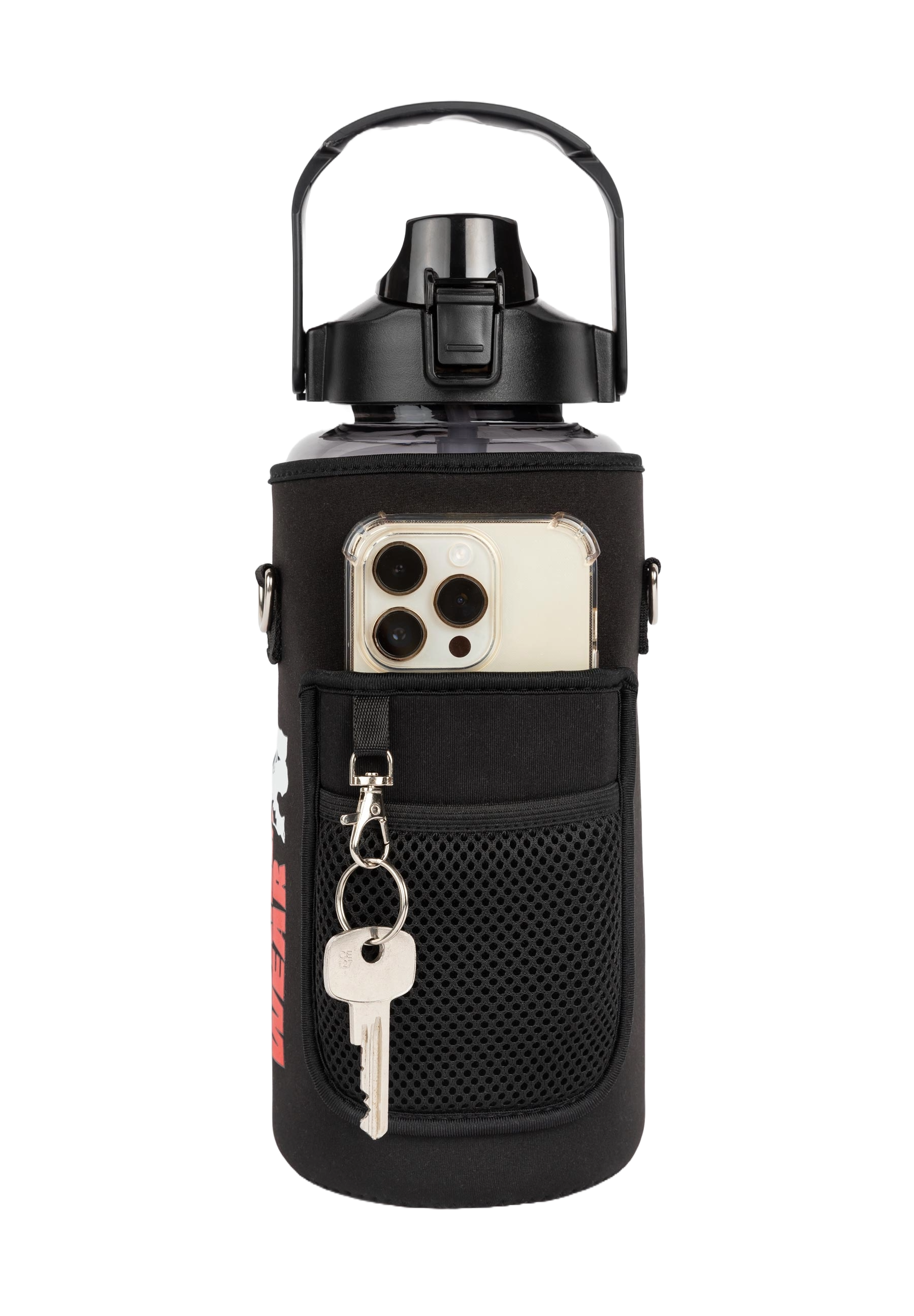 Gorilla Wear Water Bottle With Sleeve 2 L, black