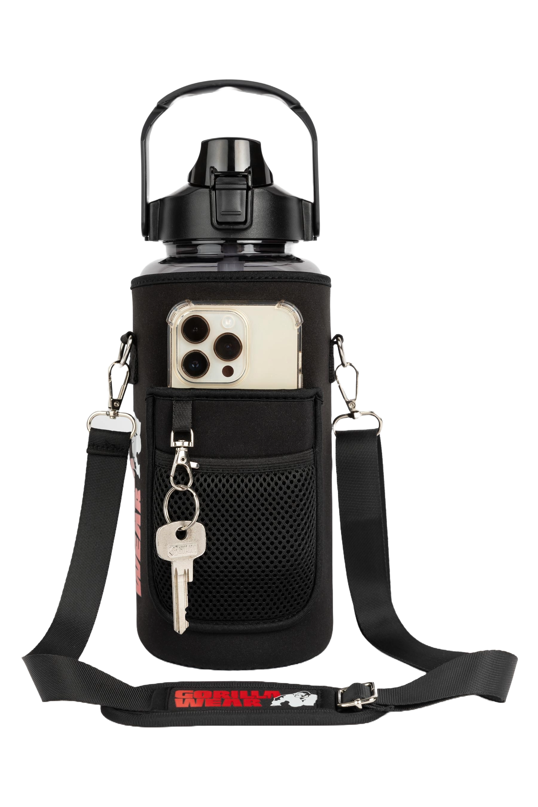 Gorilla Wear Water Bottle With Sleeve 2 L, black