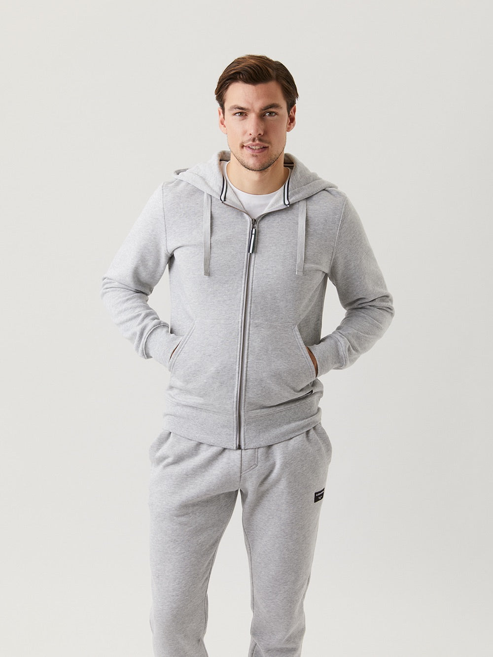 BJÖRN BORG Centre Zip Hoodie Light Grey Melange