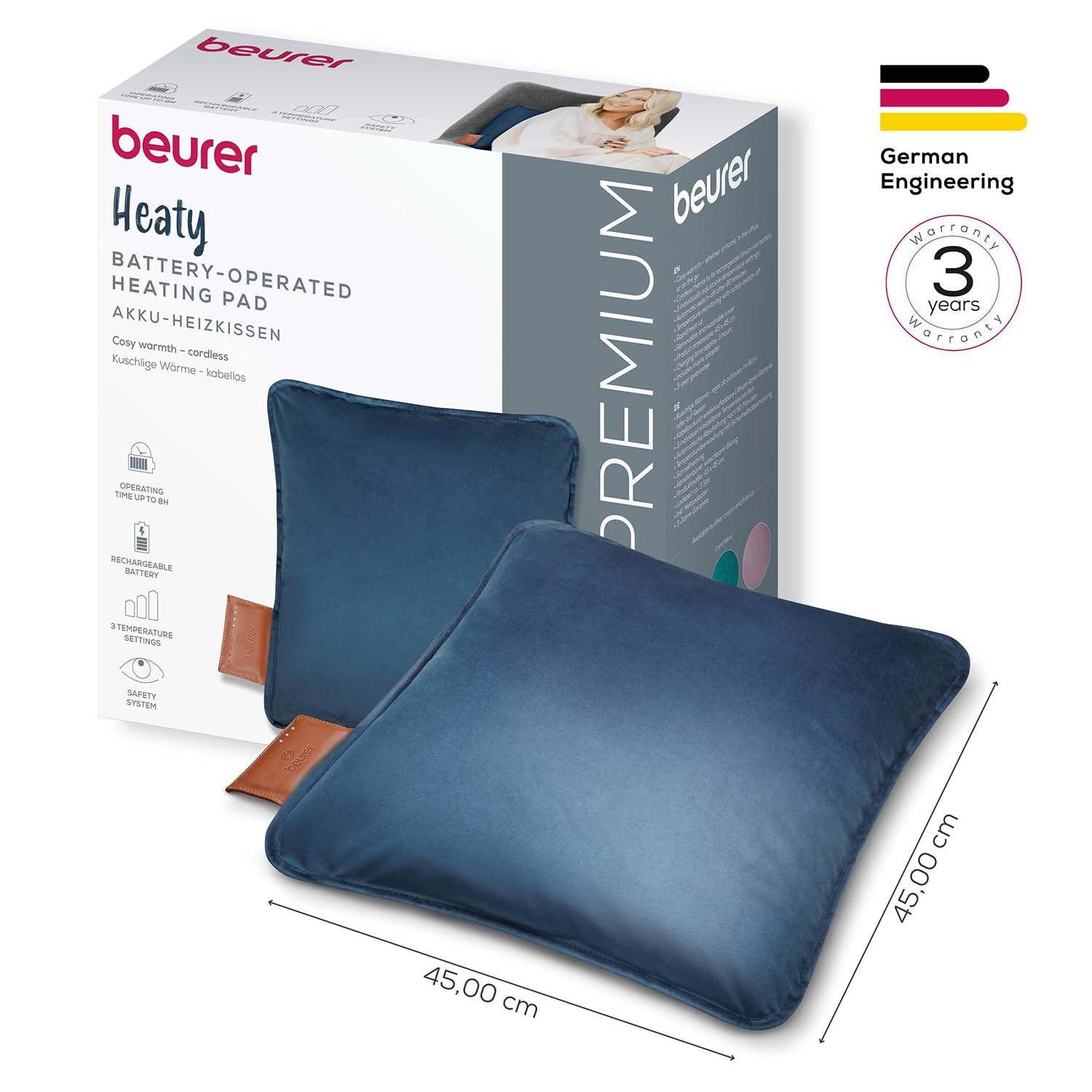 Beurer Värmekudde HK 77 Sladdlös komfort Obsidian-Blue