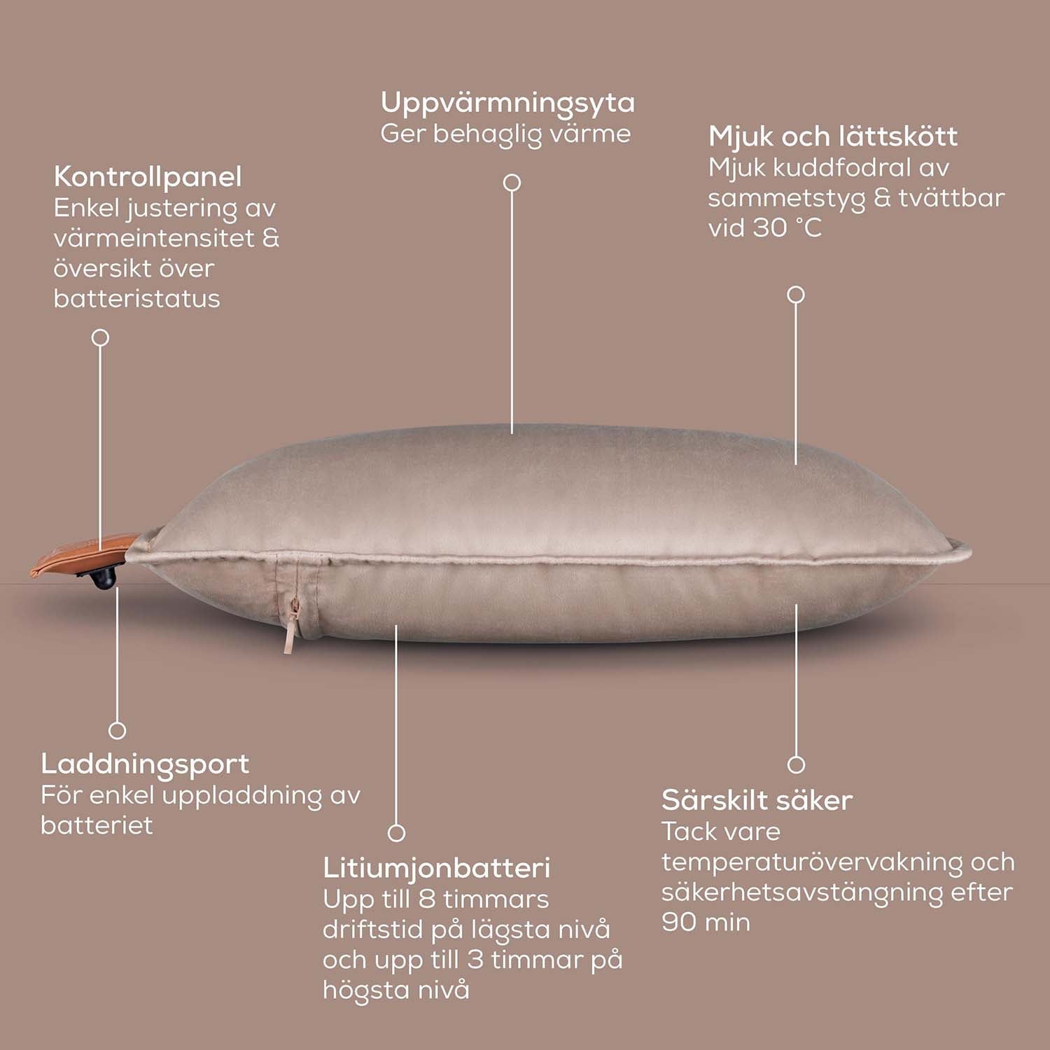 Beurer Värmekudde HK 77 Sladdlös komfort Smokey-Taupe