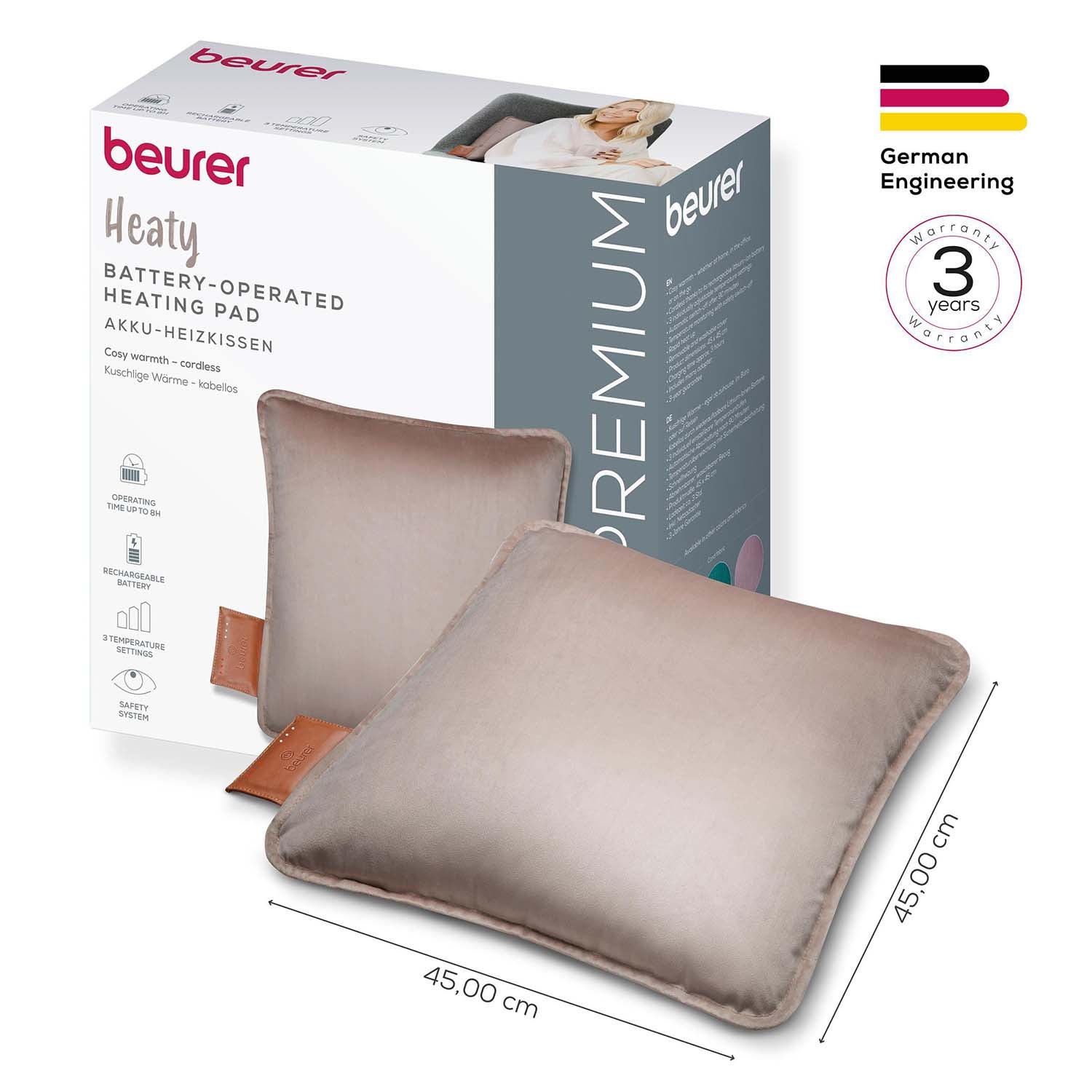 Beurer Värmekudde HK 77 Sladdlös komfort Smokey-Taupe