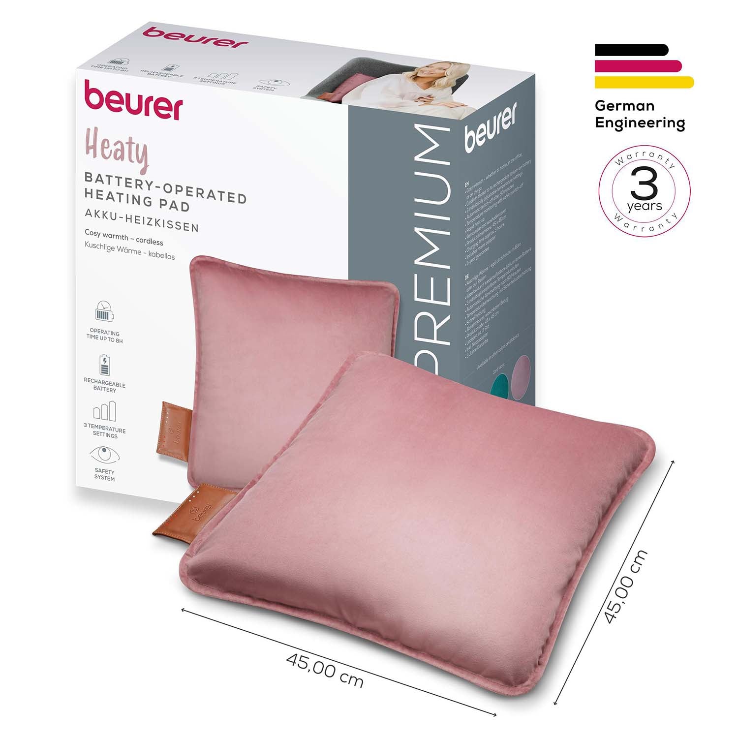 Beurer Värmekudde HK 77 Sladdlös komfort Blush-Rose