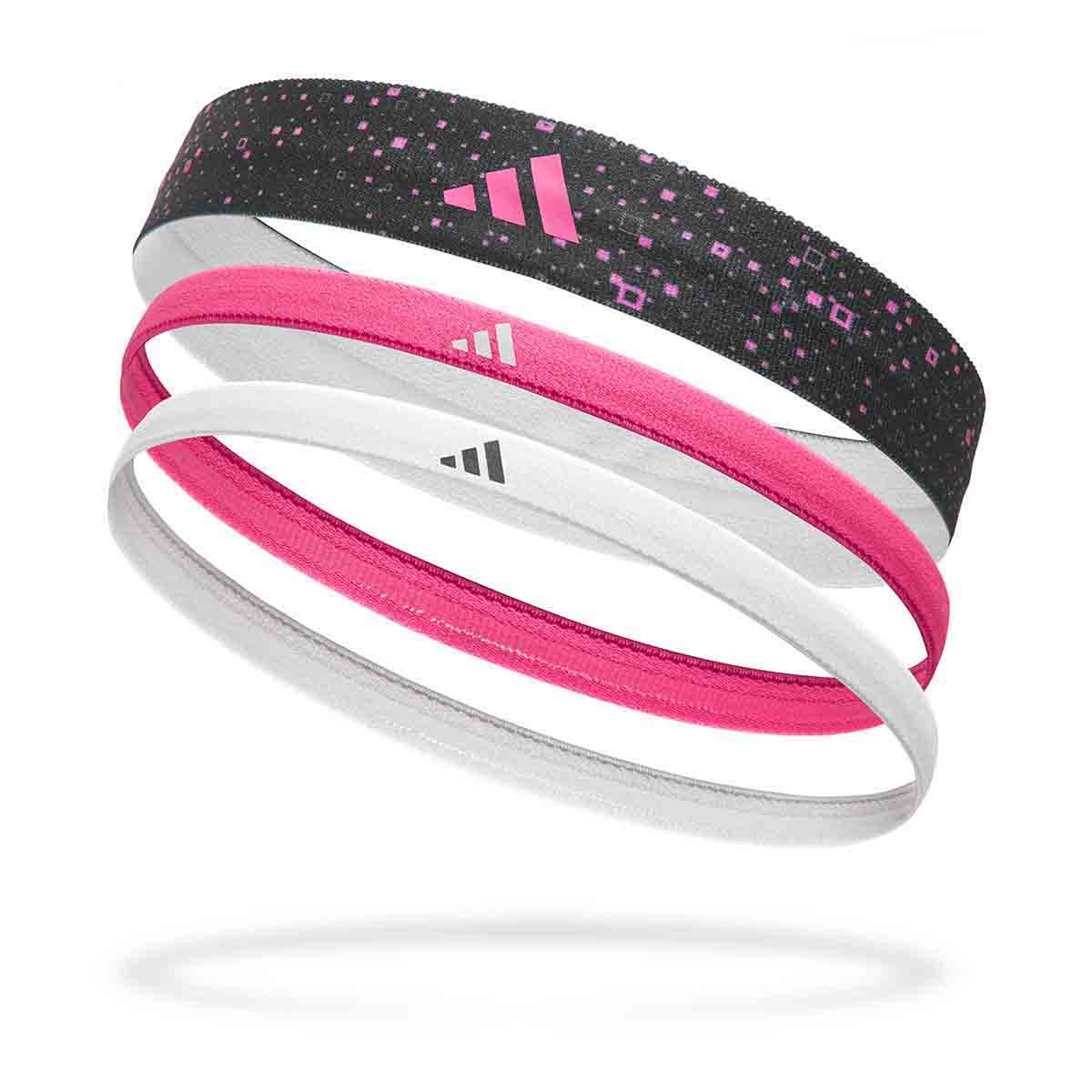 Adidas Hairbands - Set of 3 (Graph) Lucid Pink/White/Black