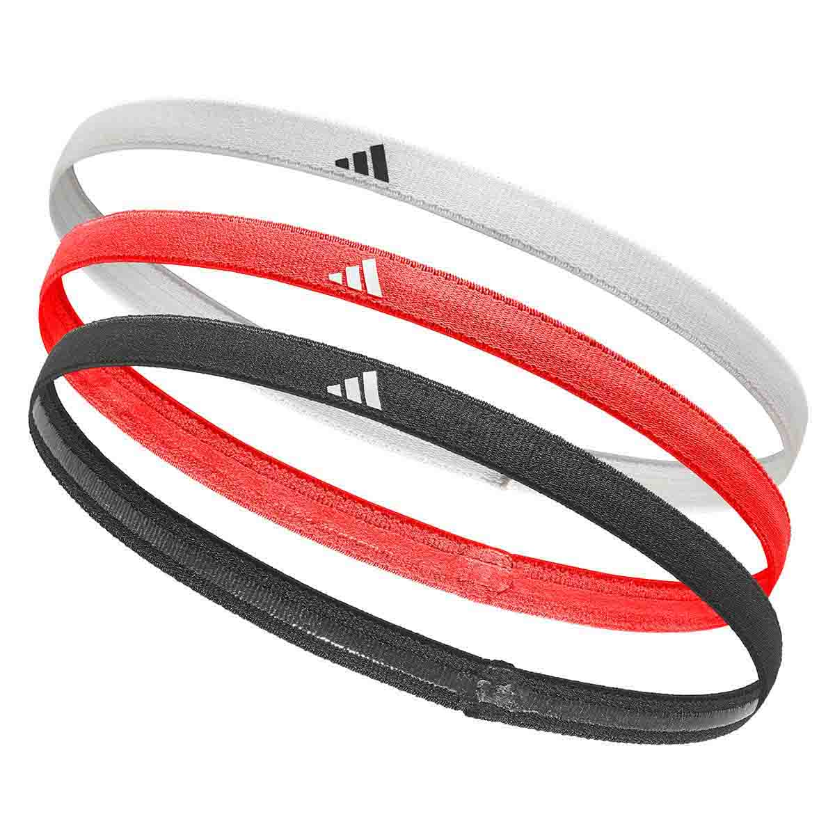 Adidas Hairbands - Set of 3 Black/White/Solar Red