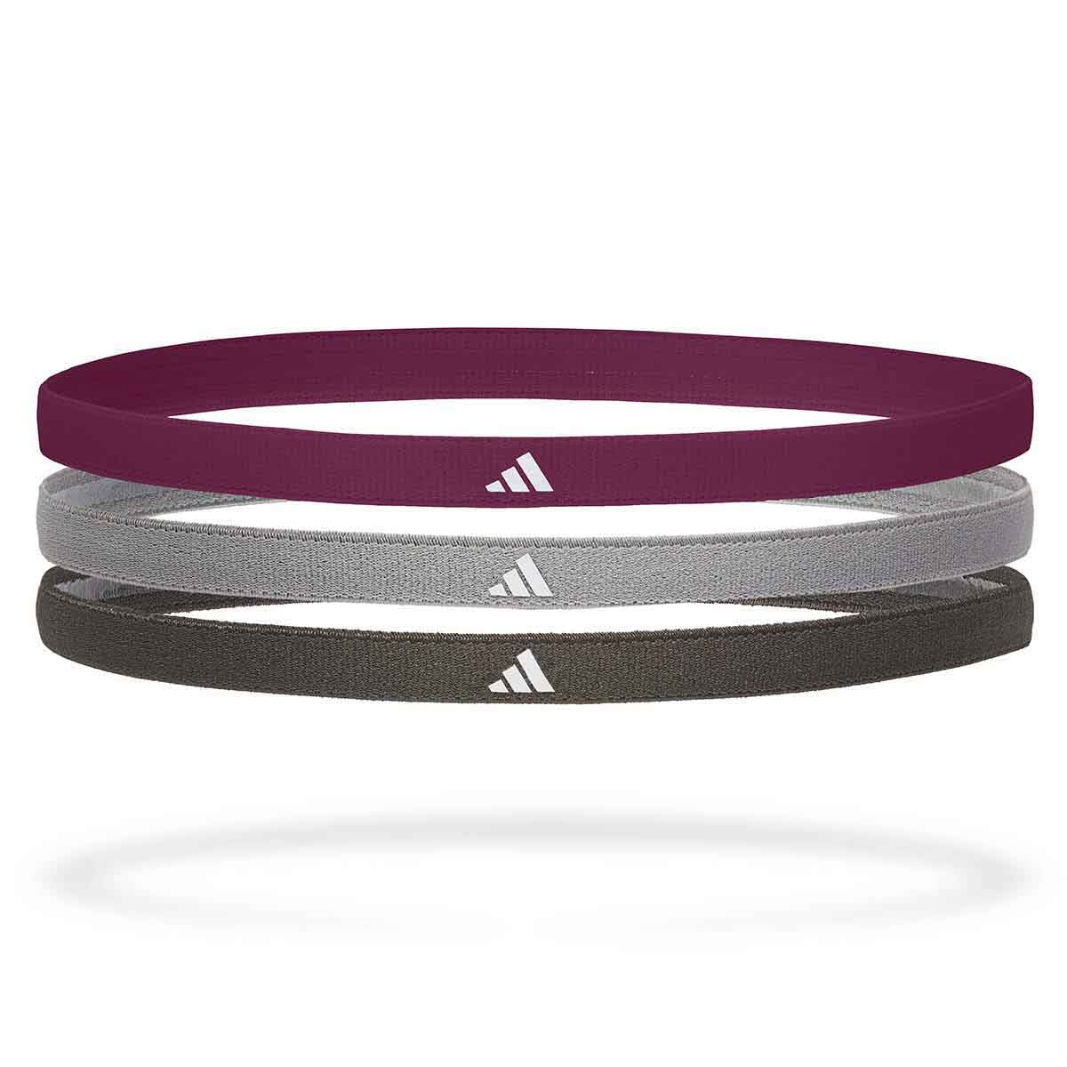 Adidas Hairbands - Set of 3 Black/Grey/Power Berry