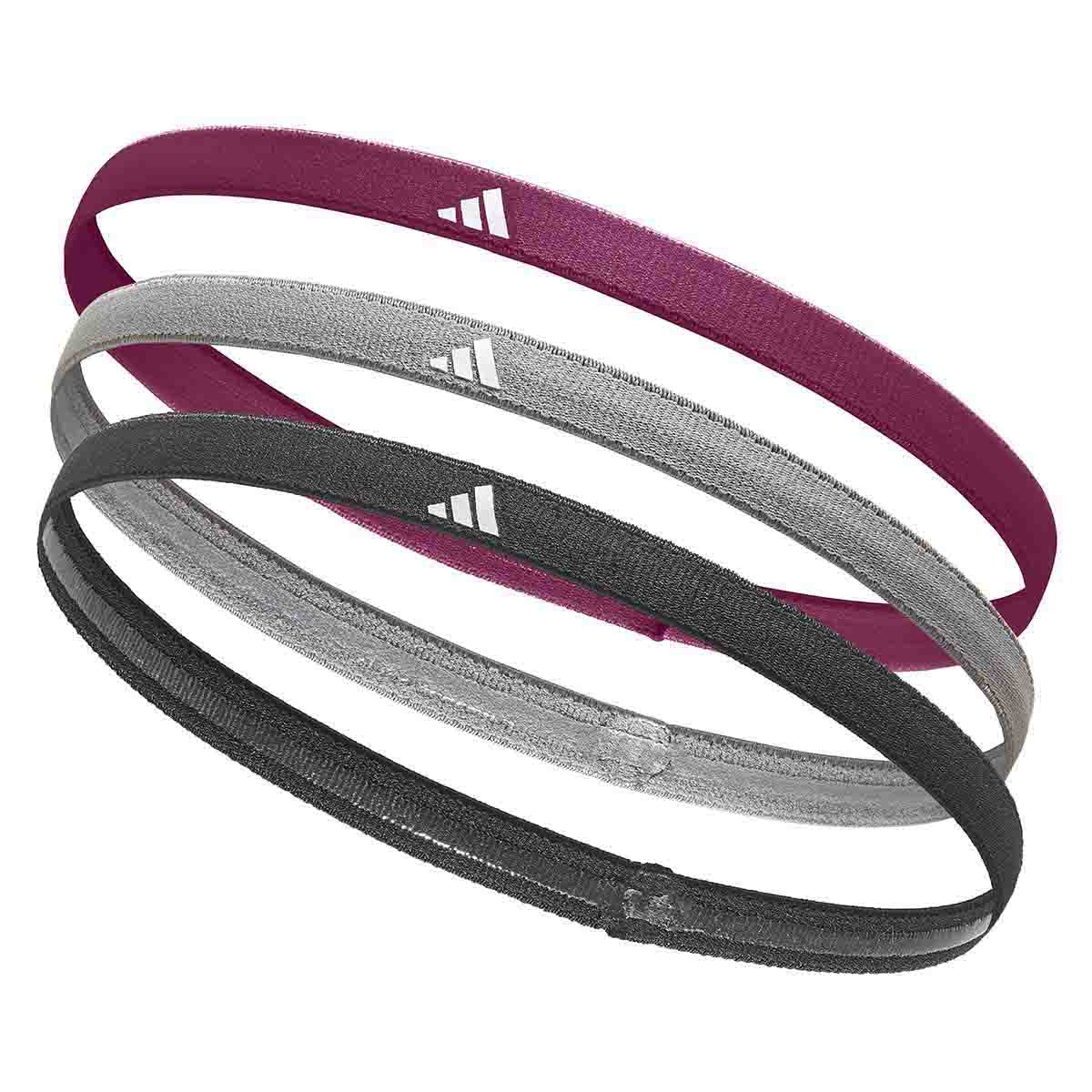 Adidas Hairbands - Set of 3 Black/Grey/Power Berry