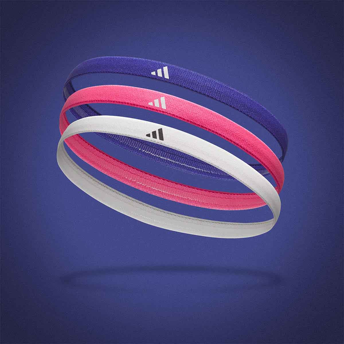 Adidas Hairbands - Set of 3 Lucid Blue/Lucid Pink/White