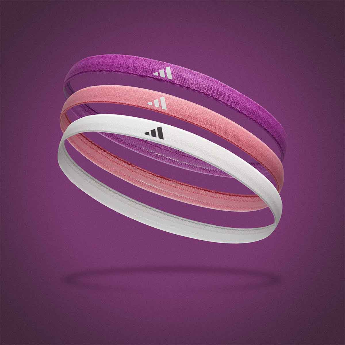 Adidas Hairbands - Set of 3 Purple Burst/Bliss Pink/White