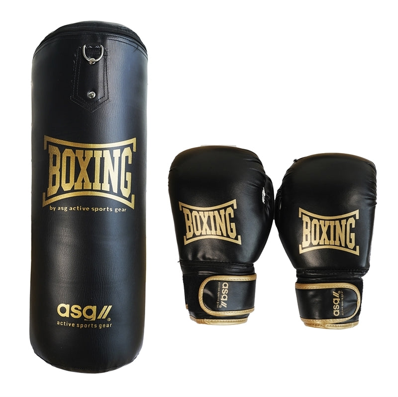ASG Boxing Bag+Gloves, 80cm, 15kg Guld
