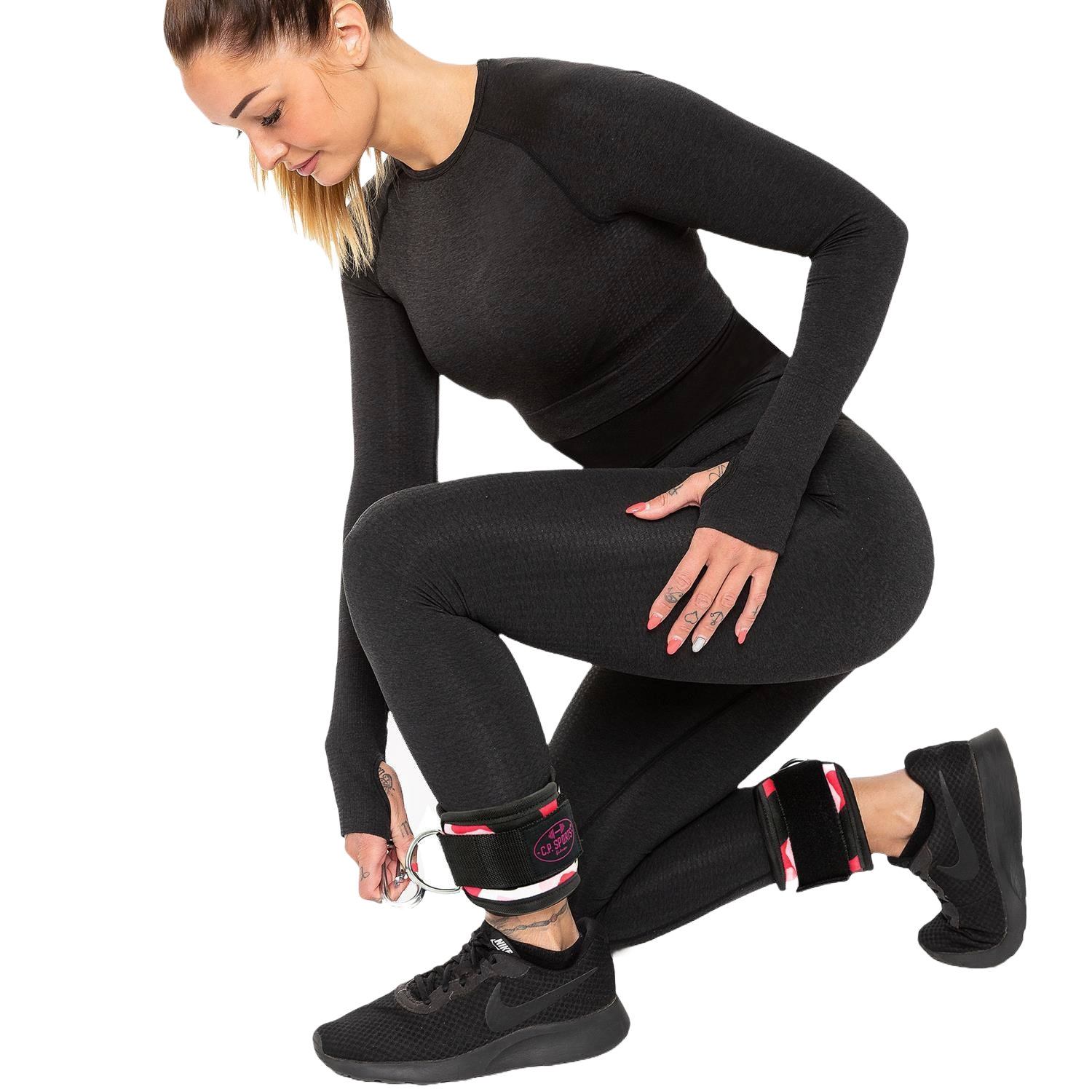 C.P. Sports Ankle Straps Premium (par), pink camo