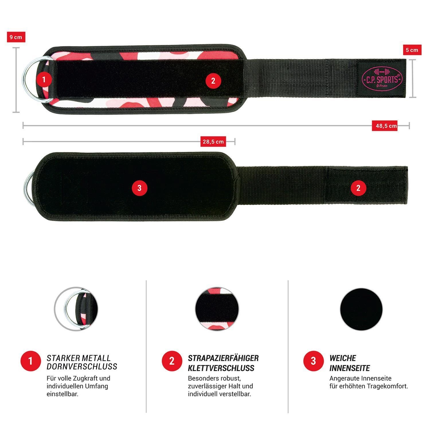 C.P. Sports Ankle Straps Premium (par), pink camo