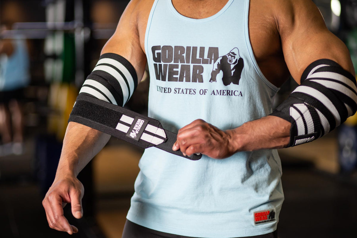 Gorilla Wear Elbow Wraps, black/white - 1,8 m