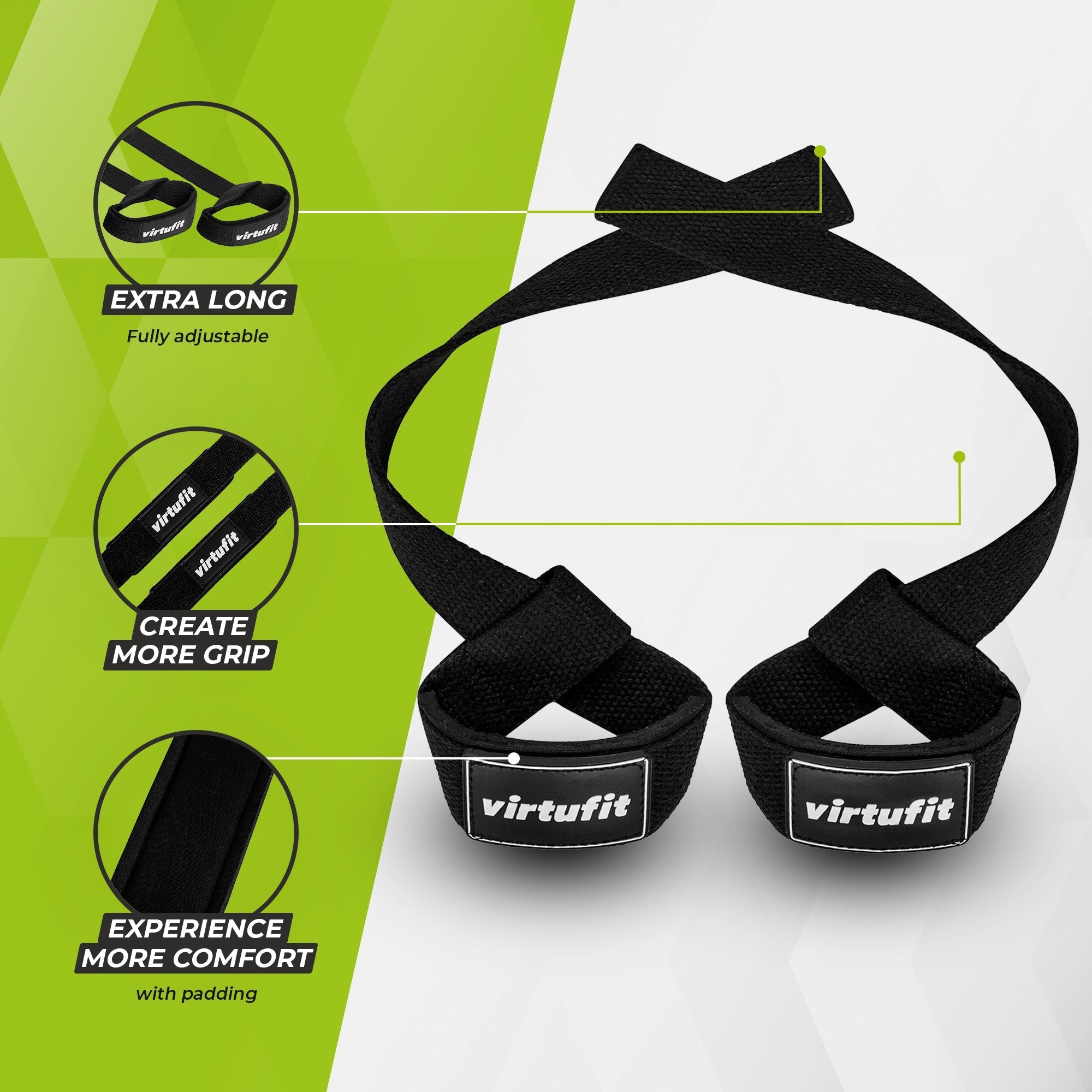 Virtufit VirtuFit Padded Lifting Straps, black
