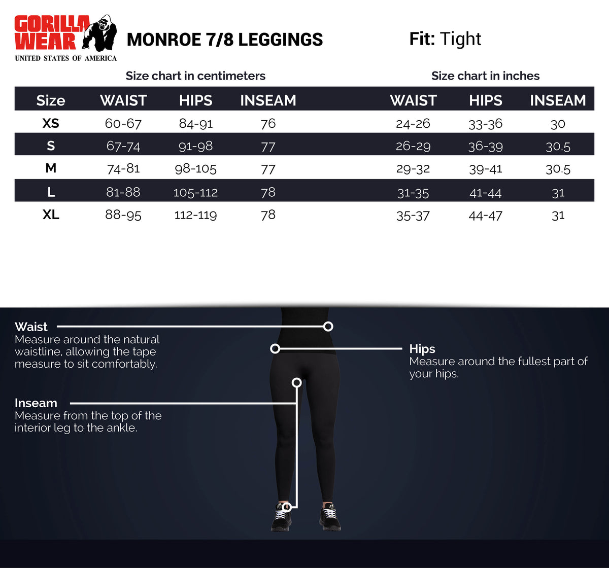 Gorilla Wear Monroe 7/8 Leggings, black