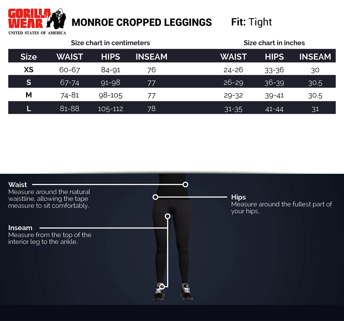 Gorilla Wear Monroe Cropped Leggings, grey